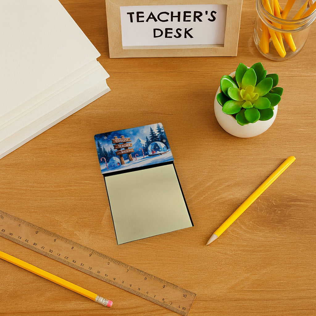 Coolest Teacher Funny Sticky Note Holder for Teacher's Gift Refillable with 3x3 Notes
