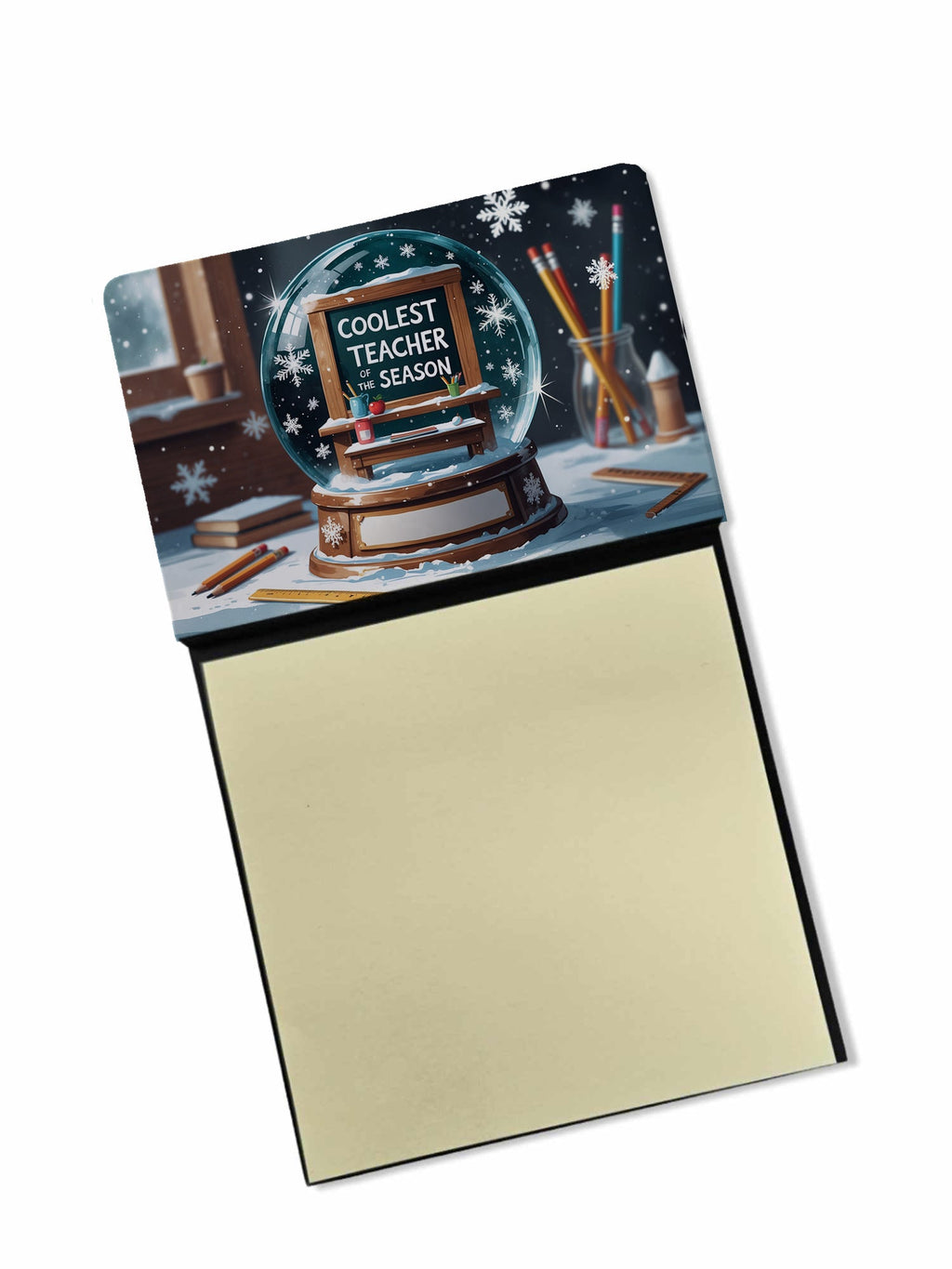 Coolest Teacher of the Season Funny Sticky Note Holder for Teacher's Gift Refillable with 3x3 Notes