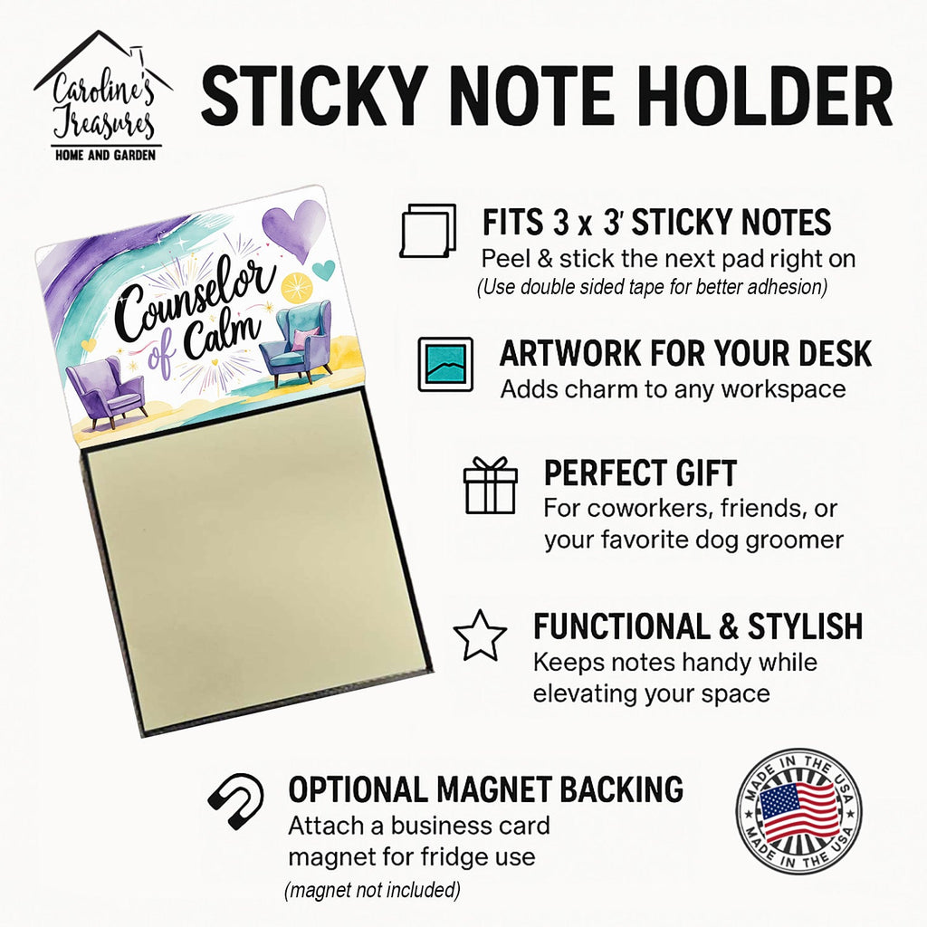 Counselor of Calm Funny Sticky Note Holder for Teacher's Gift Refillable with 3x3 Notes