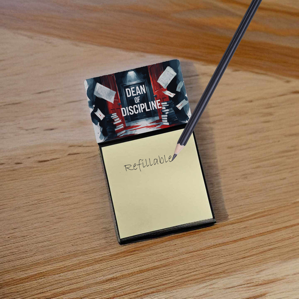 Dean of Discipline Funny Sticky Note Holder for Teacher's Gift Refillable with 3x3 Notes