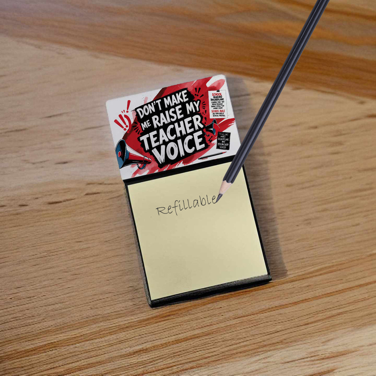 My Teacher Voice Funny Sticky Note Holder for Teacher's Gift Refillable with 3x3 Notes