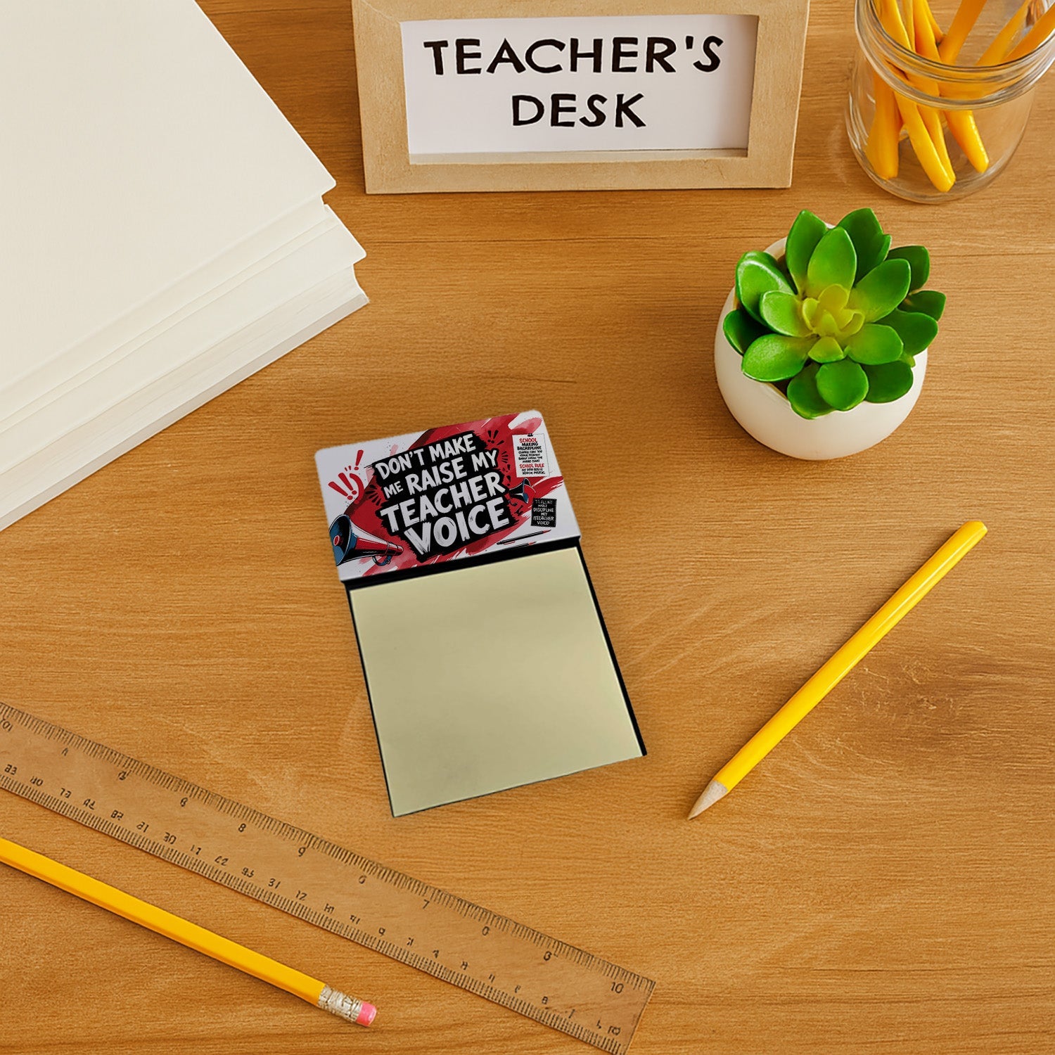 My Teacher Voice Funny Sticky Note Holder for Teacher's Gift Refillable with 3x3 Notes