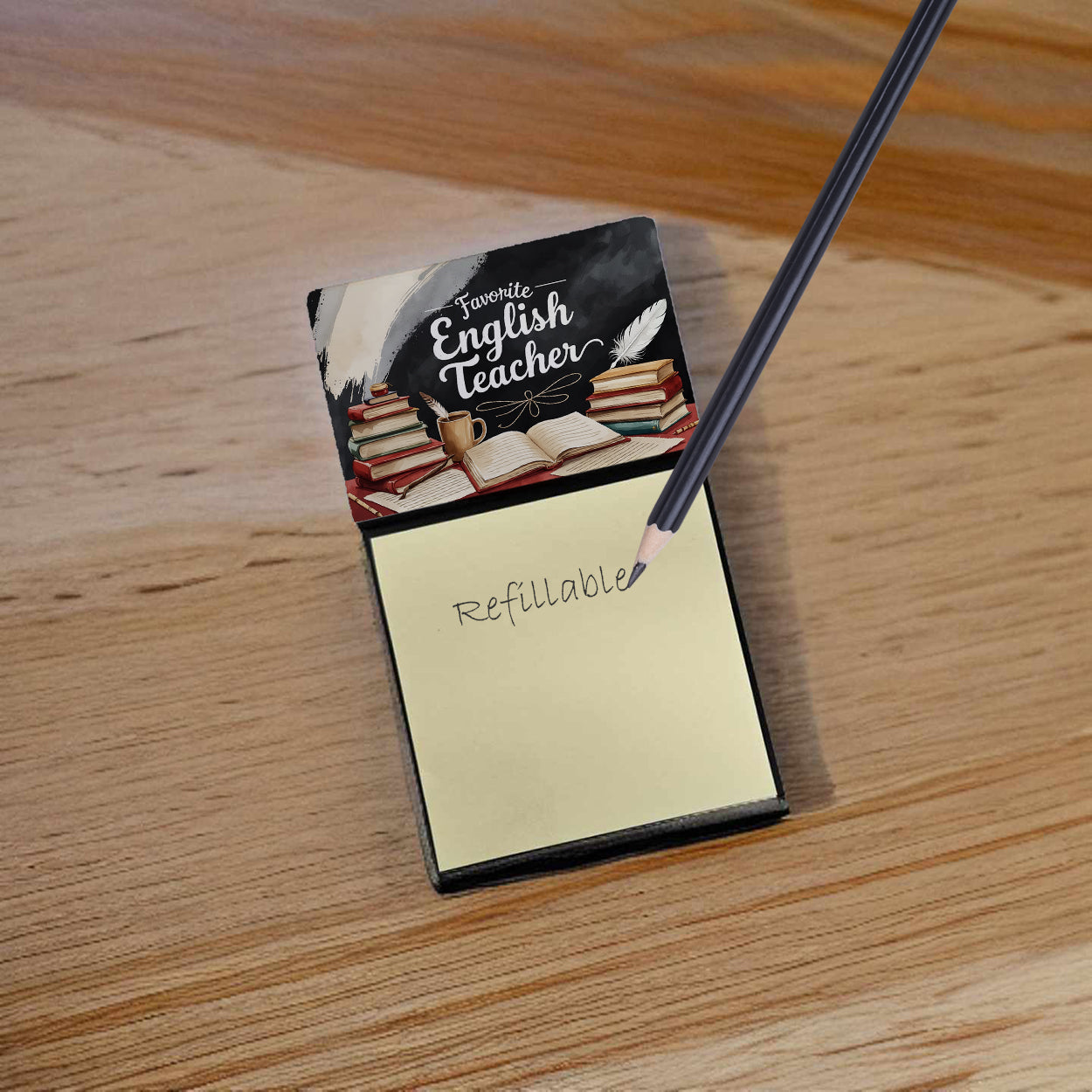 Favorite English Teacher Funny Sticky Note Holder for Teacher's Gift Refillable with 3x3 Notes