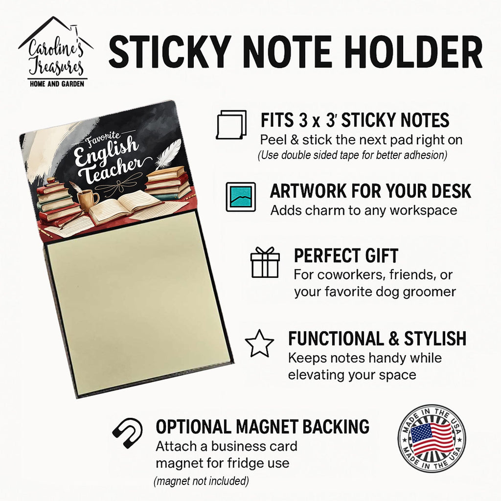 Favorite English Teacher Funny Sticky Note Holder for Teacher's Gift Refillable with 3x3 Notes