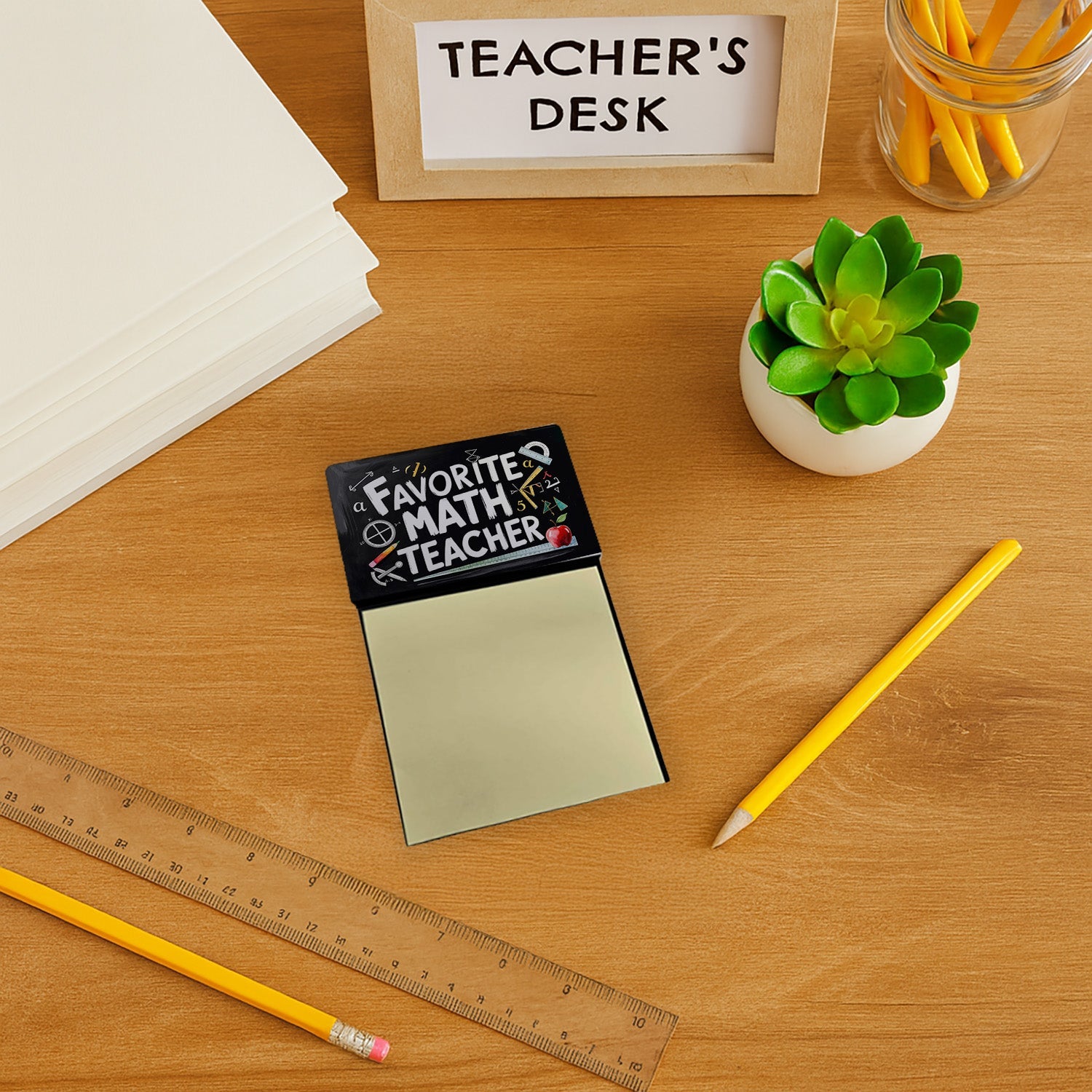 Favorite Math Teacher Funny Sticky Note Holder for Teacher's Gift Refillable with 3x3 Notes