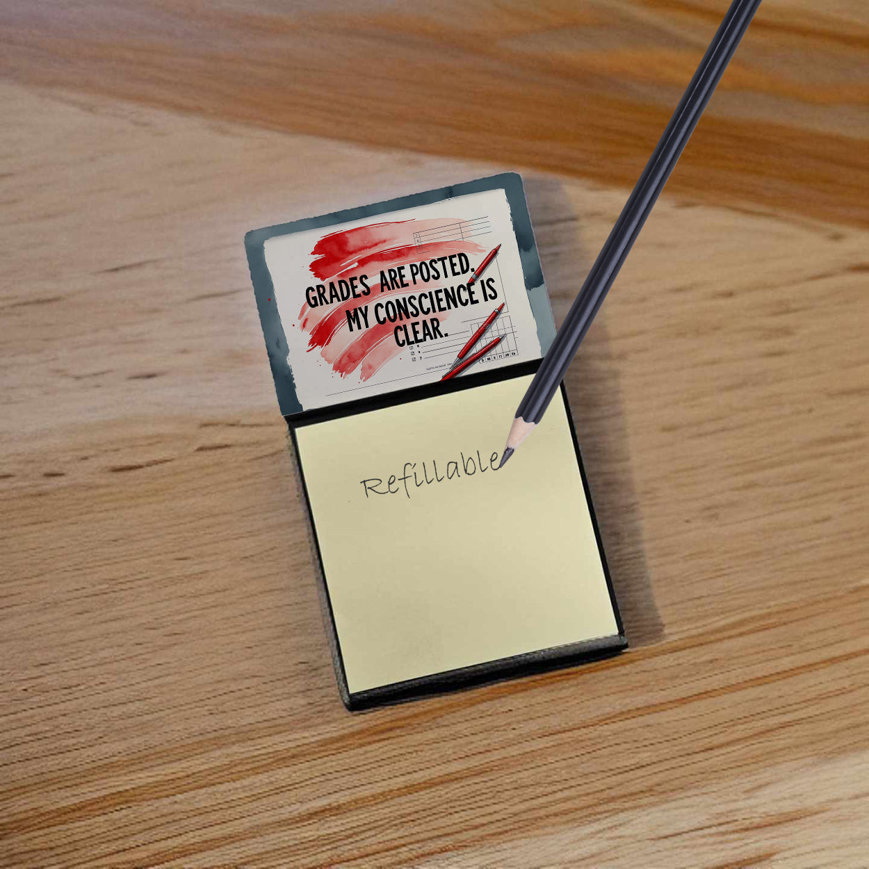 Grades Are Posted Funny Sticky Note Holder for Teacher's Gift Refillable with 3x3 Notes
