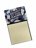 Greatest 8th Grade Teacher Ever Funny Sticky Note Holder for Teacher's Gift Refillable with 3x3 Notes