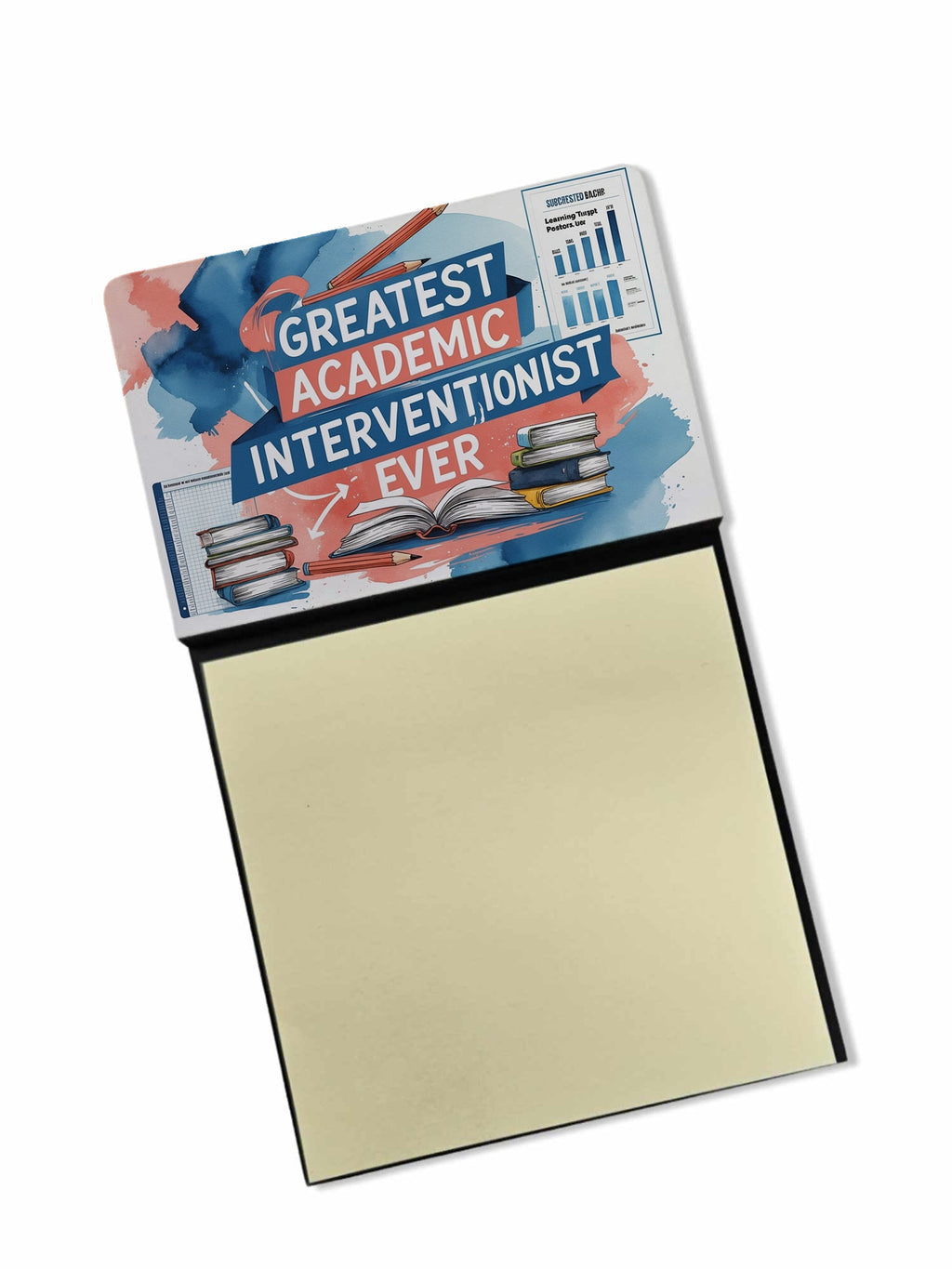 Greatest Academic Interventionist Ever Funny Sticky Note Holder for Teacher's Gift Refillable with 3x3 Notes