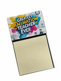 Greatest Animation Teacher Ever Funny Sticky Note Holder for Teacher's Gift Refillable with 3x3 Notes