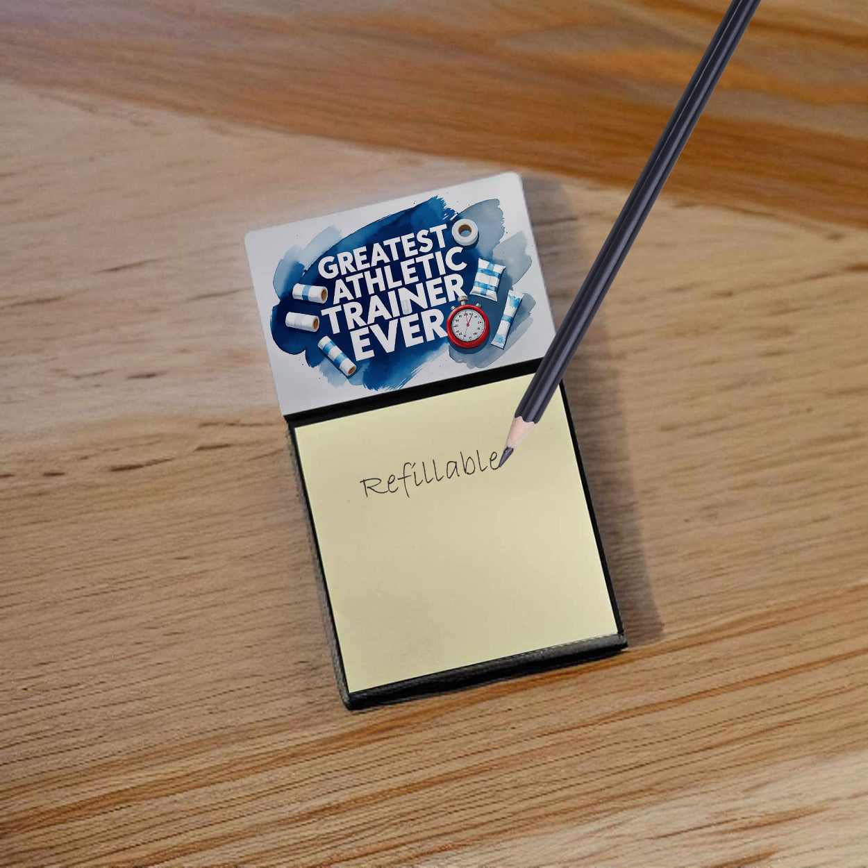 Greatest Athletic Trainer Ever Funny Sticky Note Holder for Teacher's Gift Refillable with 3x3 Notes