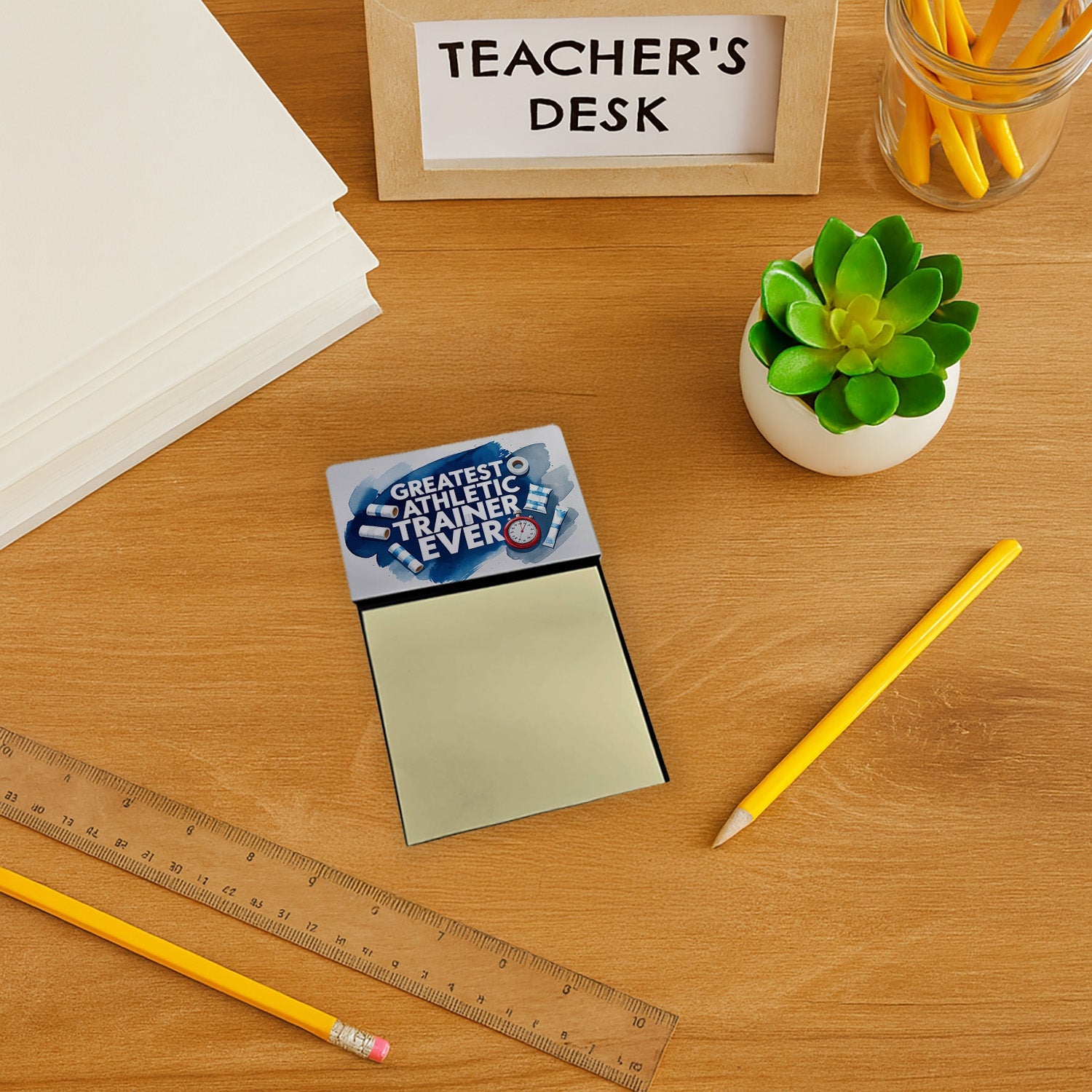 Greatest Athletic Trainer Ever Funny Sticky Note Holder for Teacher's Gift Refillable with 3x3 Notes