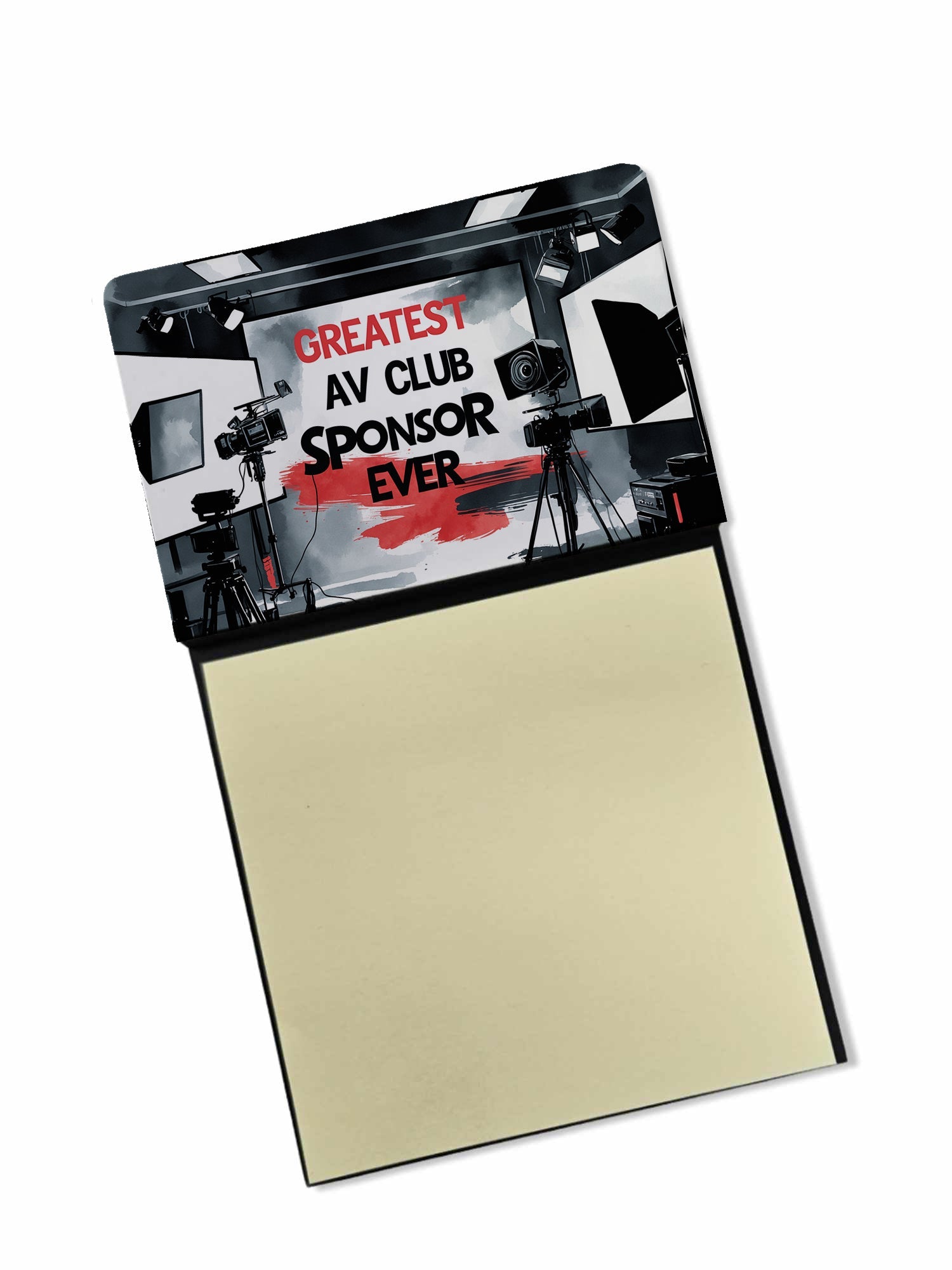 Greatest AV Club Sponsor Ever Funny Sticky Note Holder for Teacher's Gift Refillable with 3x3 Notes