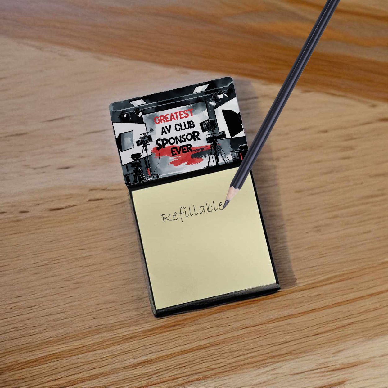 Greatest AV Club Sponsor Ever Funny Sticky Note Holder for Teacher's Gift Refillable with 3x3 Notes
