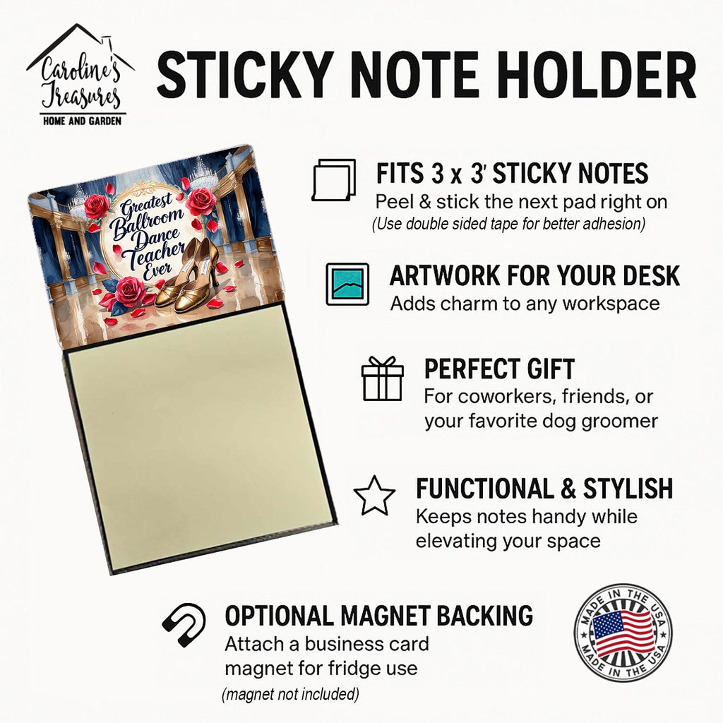 Greatest Ballroom Dance Teacher Ever Funny Sticky Note Holder for Teacher's Gift Refillable with 3x3 Notes