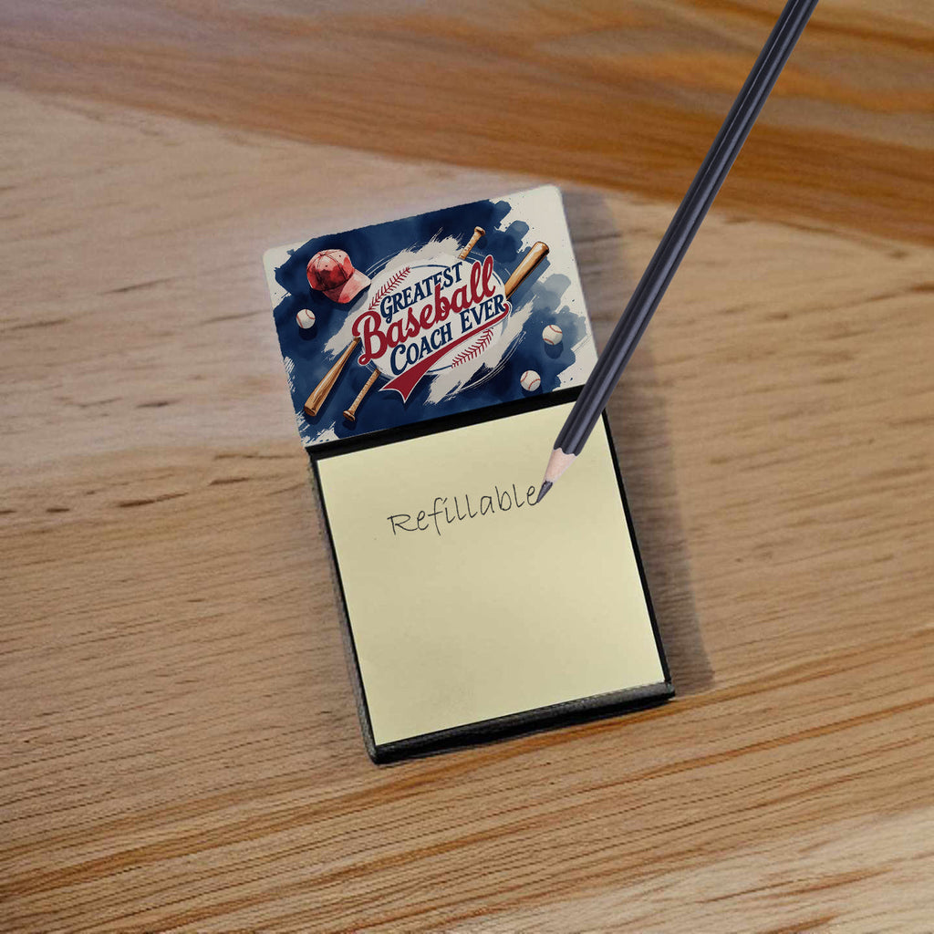 Greatest Baseball Coach Ever Funny Sticky Note Holder for Teacher's Gift Refillable with 3x3 Notes