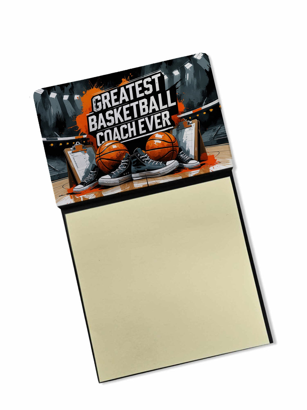 Greatest Basketball Coach Ever Funny Sticky Note Holder for Teacher's Gift Refillable with 3x3 Notes
