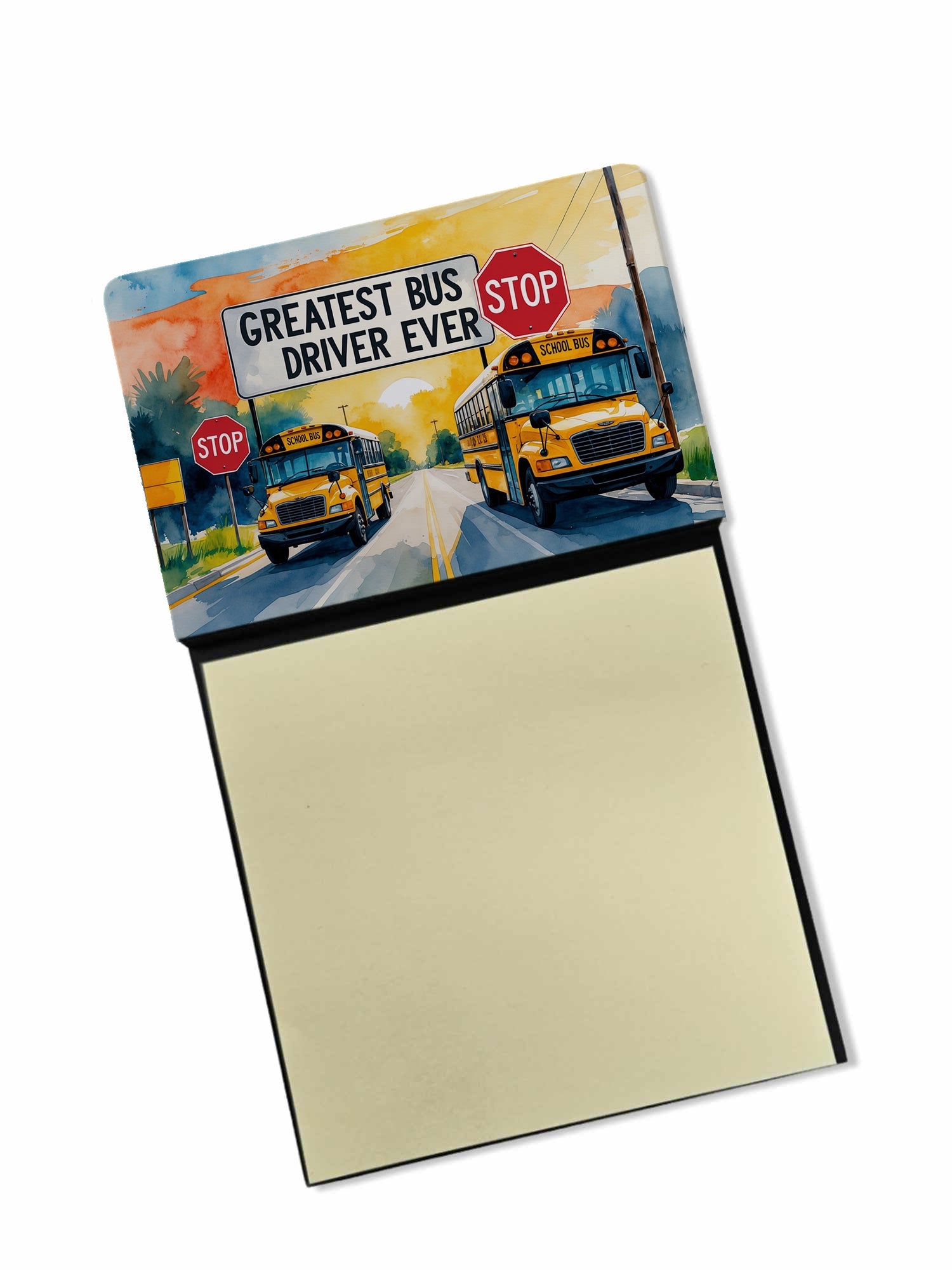 Greatest Bus Driver Ever Funny Sticky Note Holder for Teacher's Gift Refillable with 3x3 Notes
