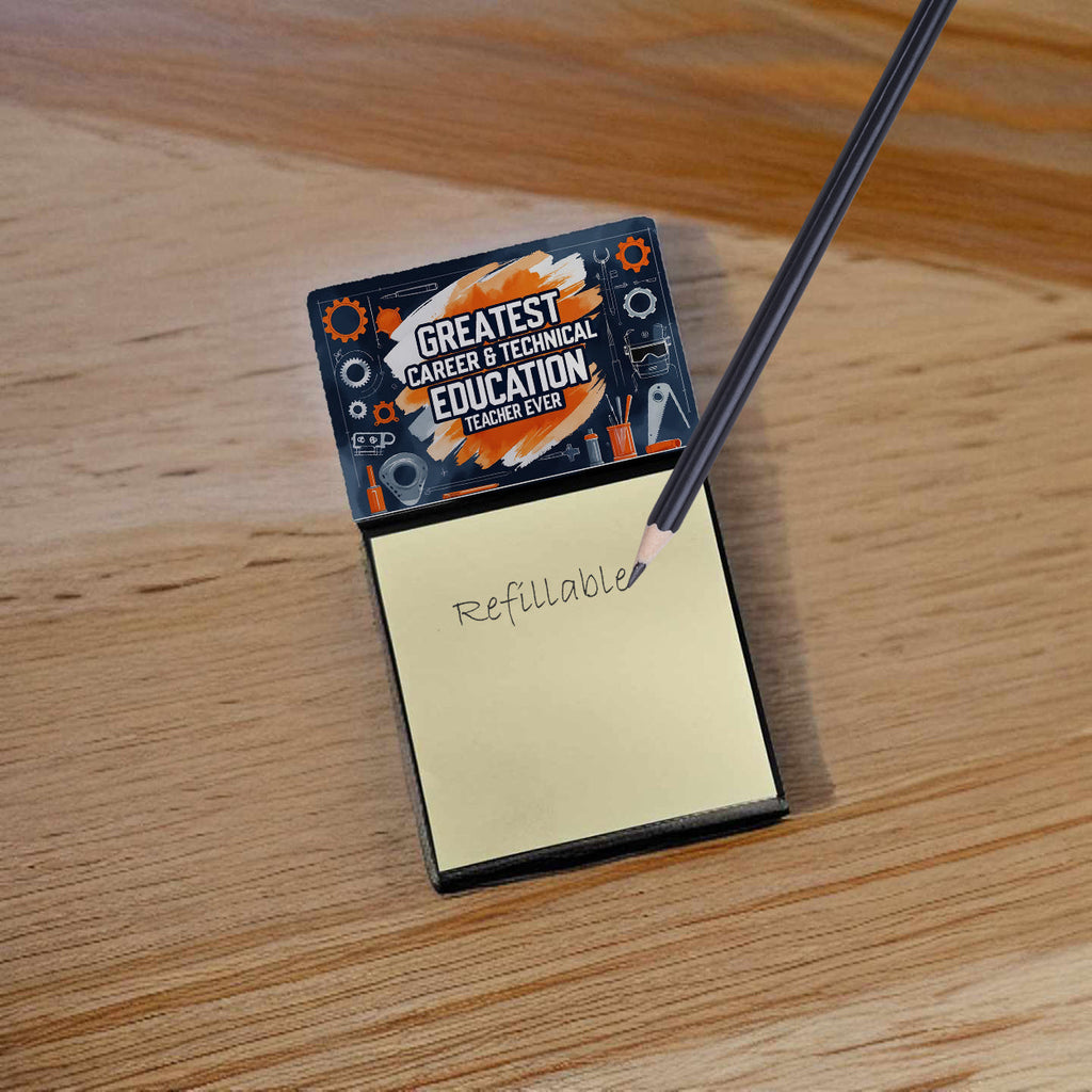 Greatest Career Teacher Ever Funny Sticky Note Holder for Teacher's Gift Refillable with 3x3 Notes