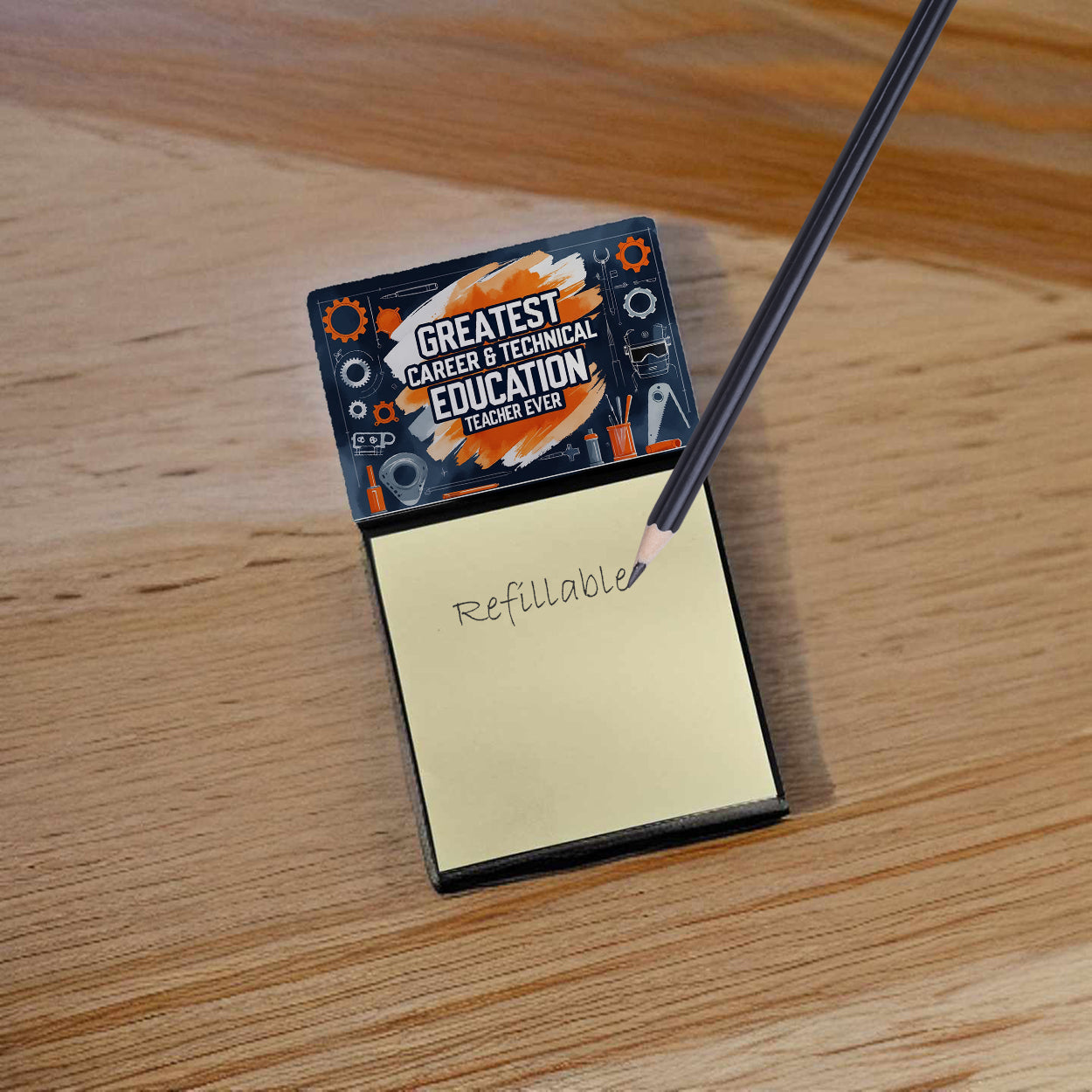 Greatest Career Teacher Ever Funny Sticky Note Holder for Teacher's Gift Refillable with 3x3 Notes