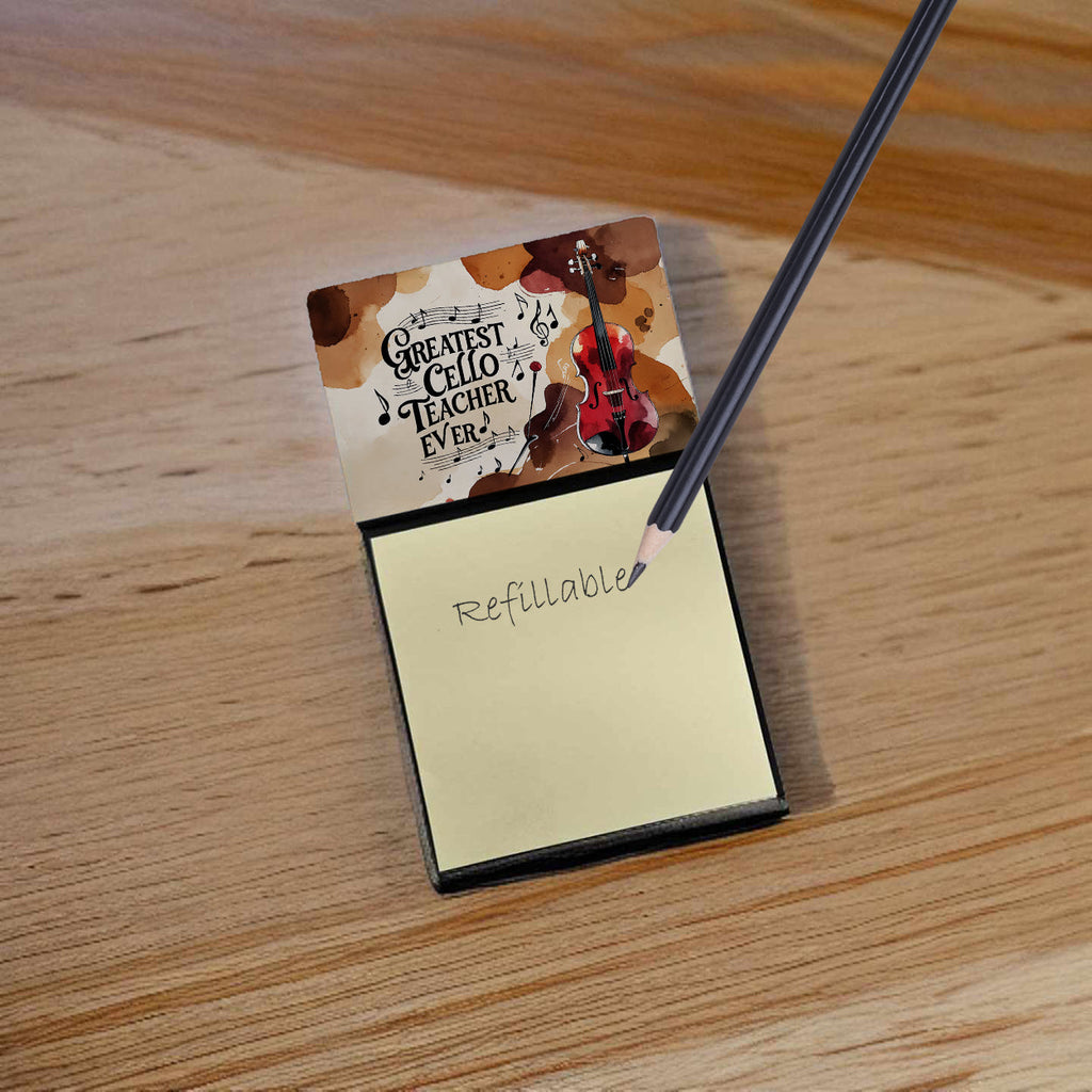 Greatest Cello Teacher Ever Funny Sticky Note Holder for Teacher's Gift Refillable with 3x3 Notes