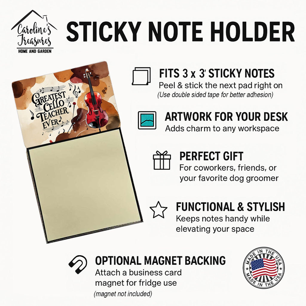 Greatest Cello Teacher Ever Funny Sticky Note Holder for Teacher's Gift Refillable with 3x3 Notes