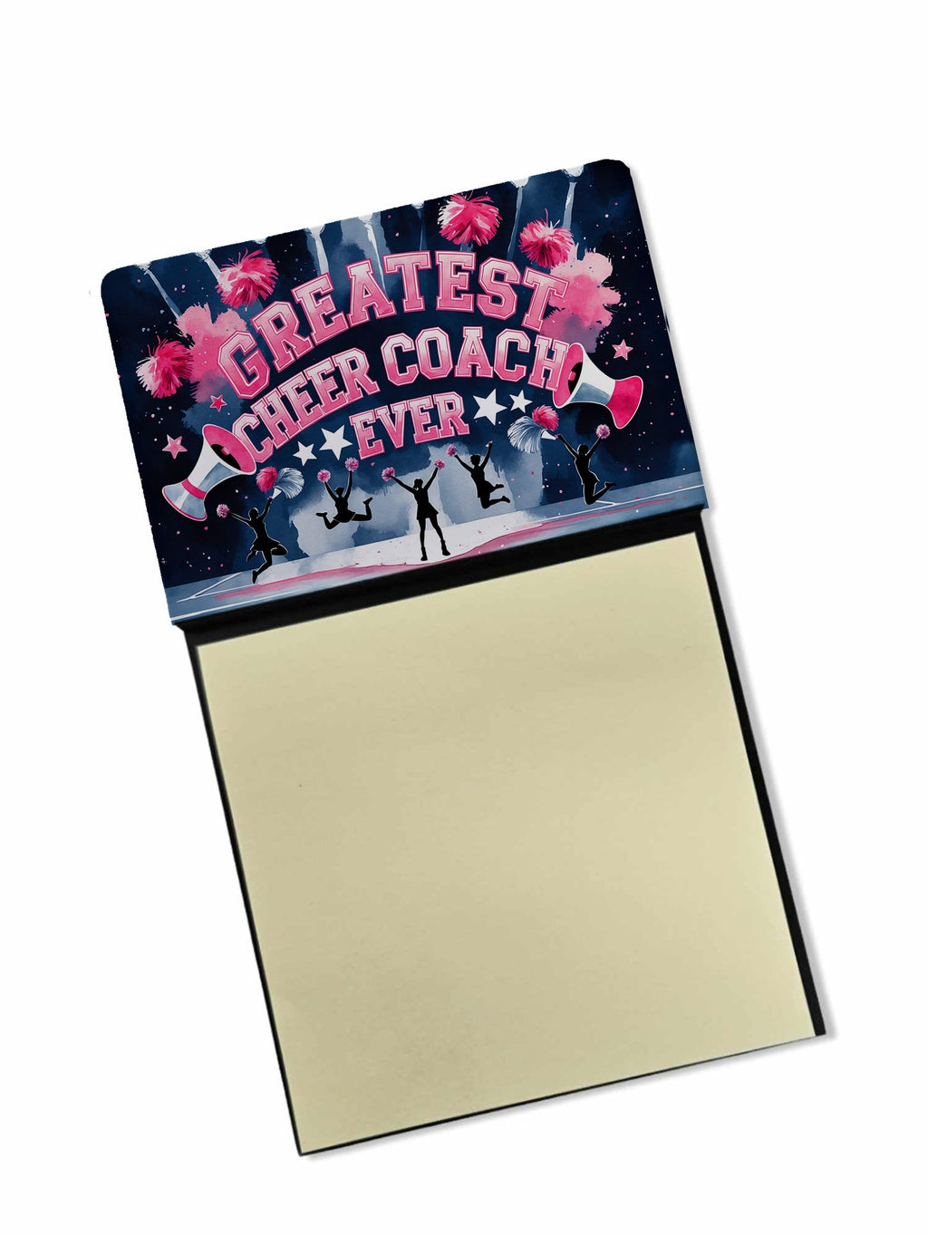 Greatest Cheer Coach Ever Funny Sticky Note Holder for Teacher's Gift Refillable with 3x3 Notes