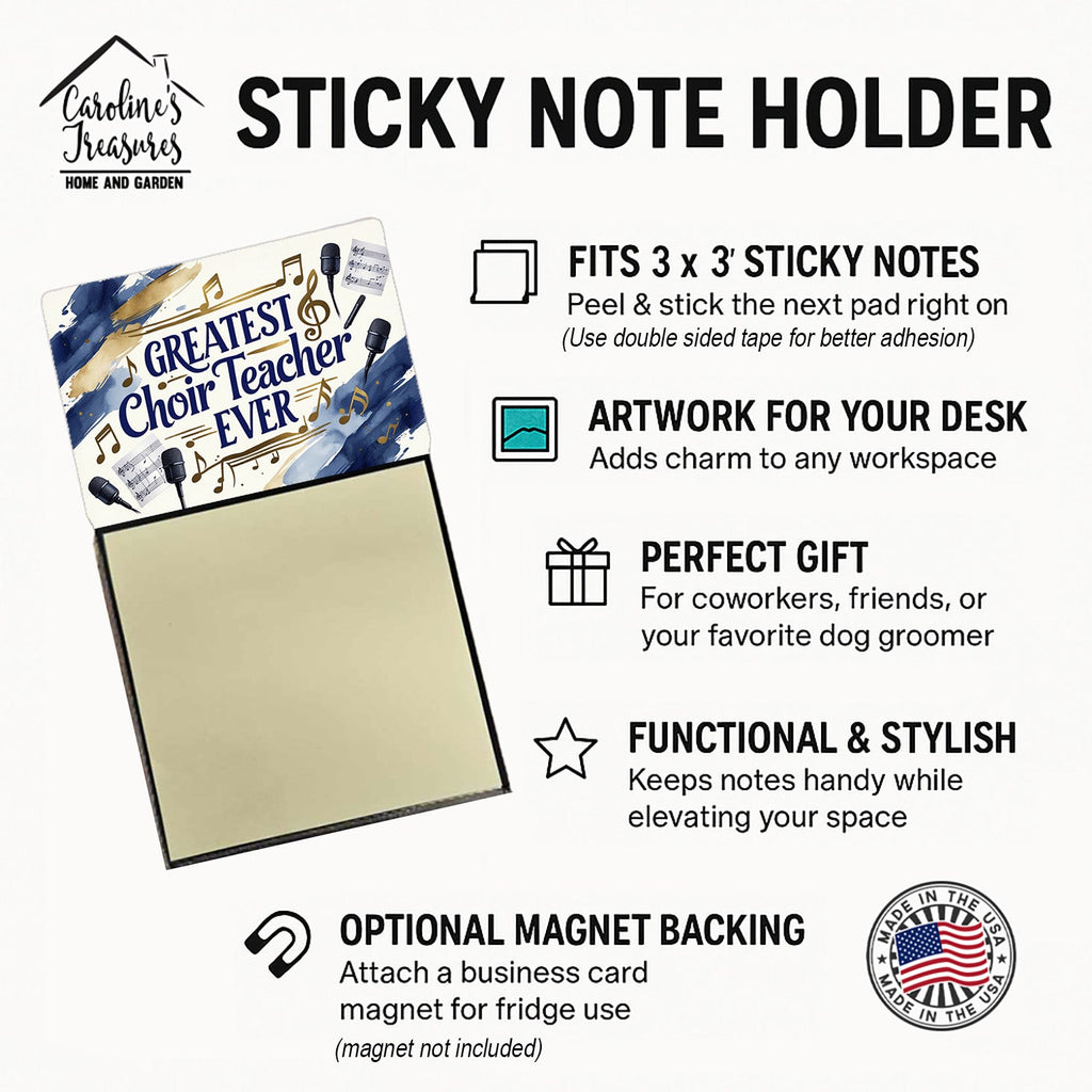 Greatest Choir Teacher Ever Funny Sticky Note Holder for Teacher's Gift Refillable with 3x3 Notes