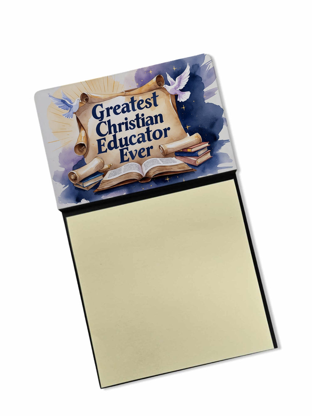 Greatest Christian Educator Ever Funny Sticky Note Holder for Teacher's Gift Refillable with 3x3 Notes