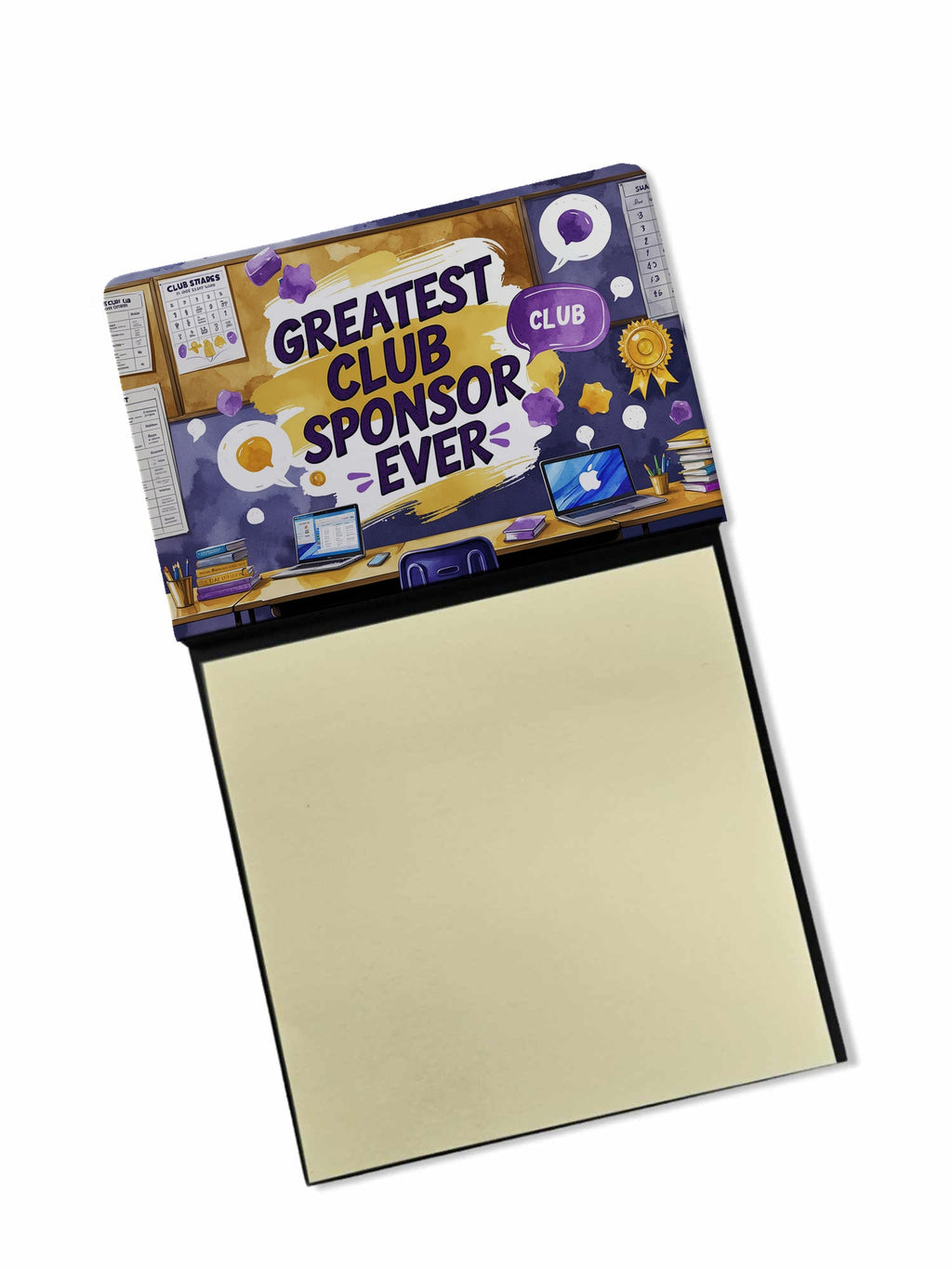Greatest Club Sponsor Ever Funny Sticky Note Holder for Teacher's Gift Refillable with 3x3 Notes