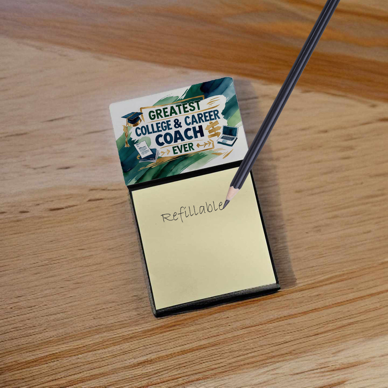 Greatest College Coach Ever Funny Sticky Note Holder for Teacher's Gift Refillable with 3x3 Notes