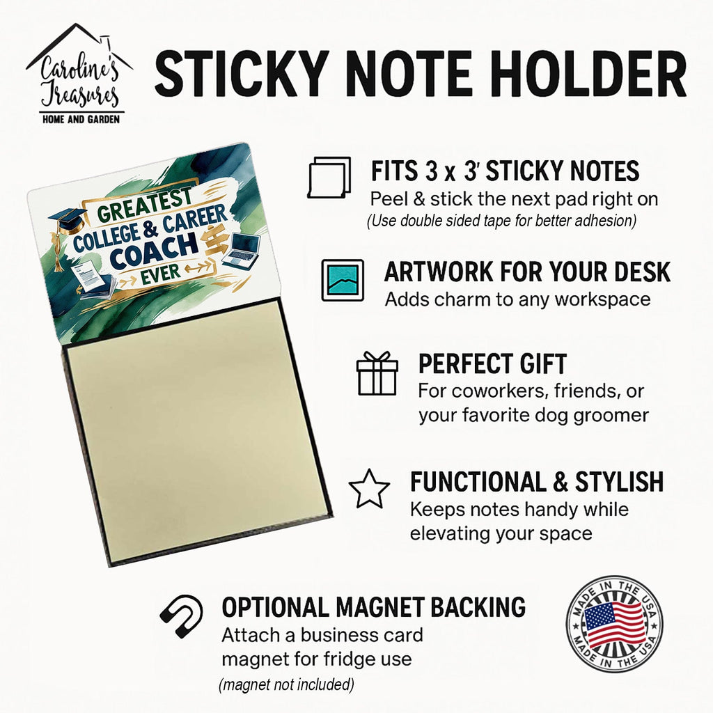Greatest College Coach Ever Funny Sticky Note Holder for Teacher's Gift Refillable with 3x3 Notes