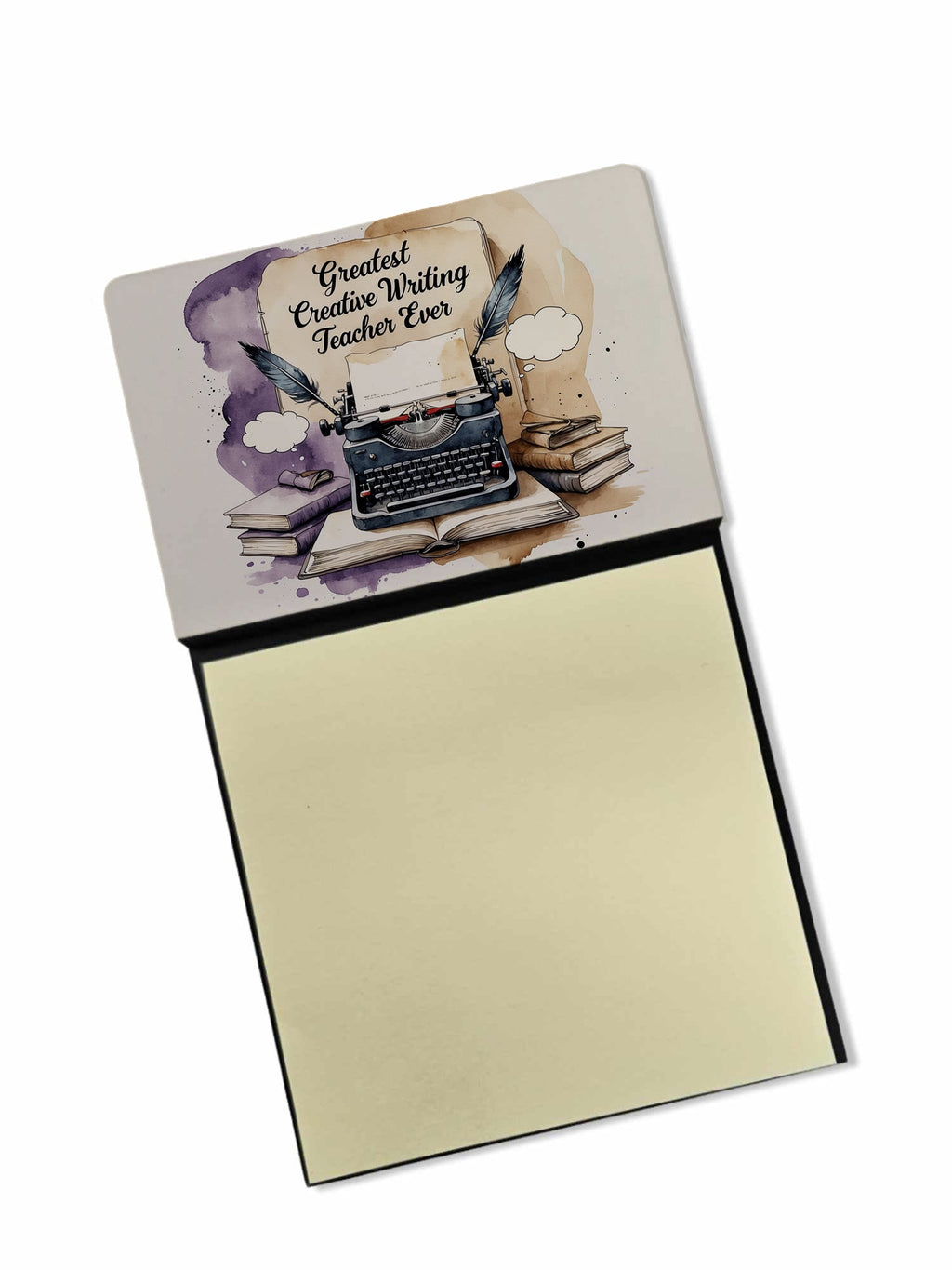 Greatest Creative Writing Teacher Ever Funny Sticky Note Holder for Teacher's Gift Refillable with 3x3 Notes