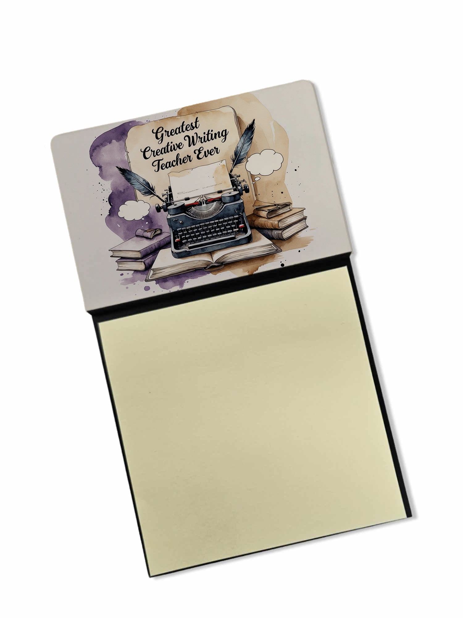 Greatest Creative Writing Teacher Ever Funny Sticky Note Holder for Teacher's Gift Refillable with 3x3 Notes