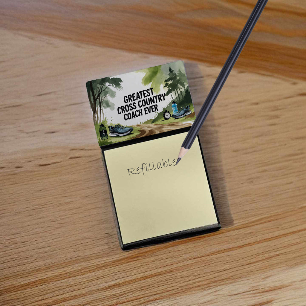 Greatest Cross Country Coach Ever Funny Sticky Note Holder for Teacher's Gift Refillable with 3x3 Notes