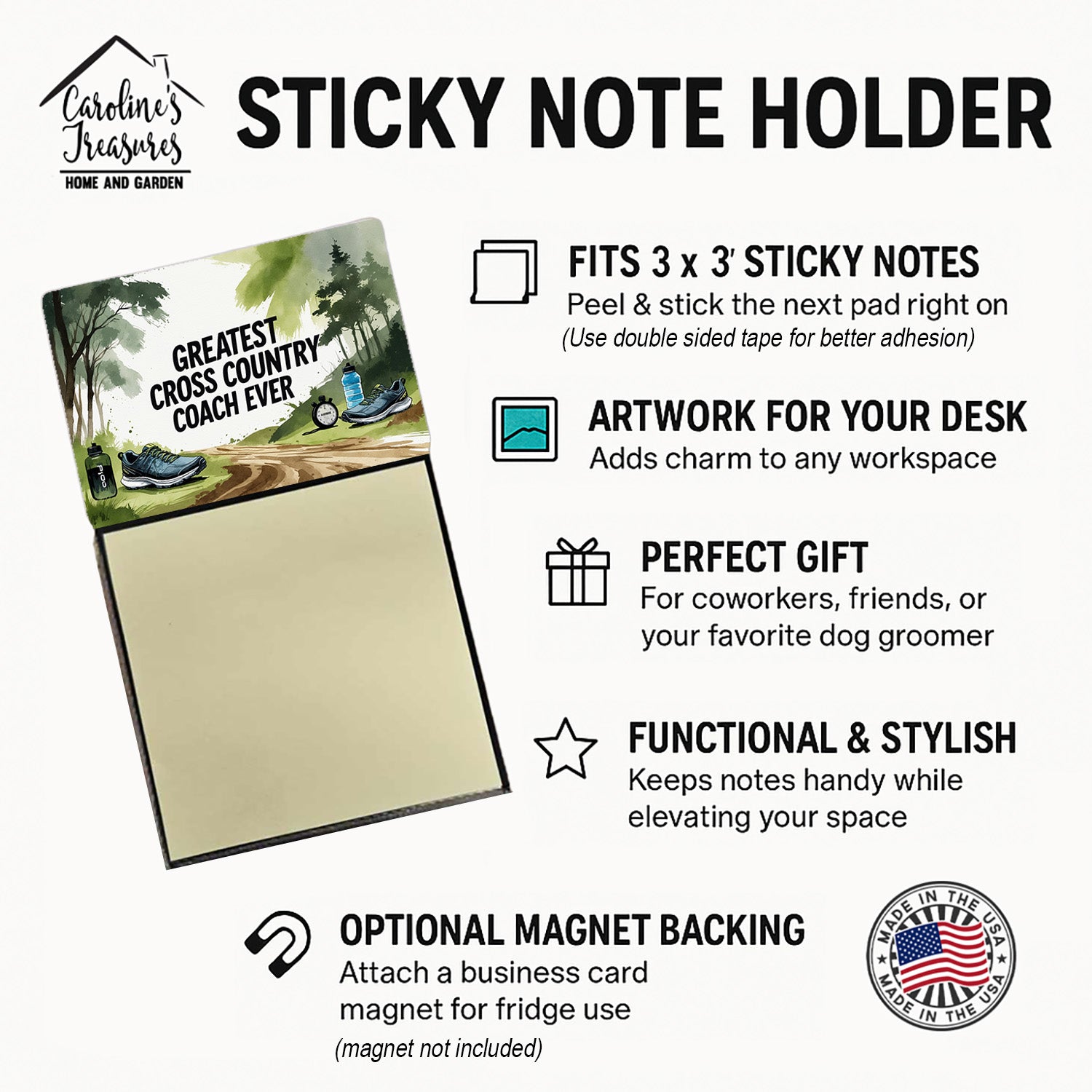 Greatest Cross Country Coach Ever Funny Sticky Note Holder for Teacher's Gift Refillable with 3x3 Notes