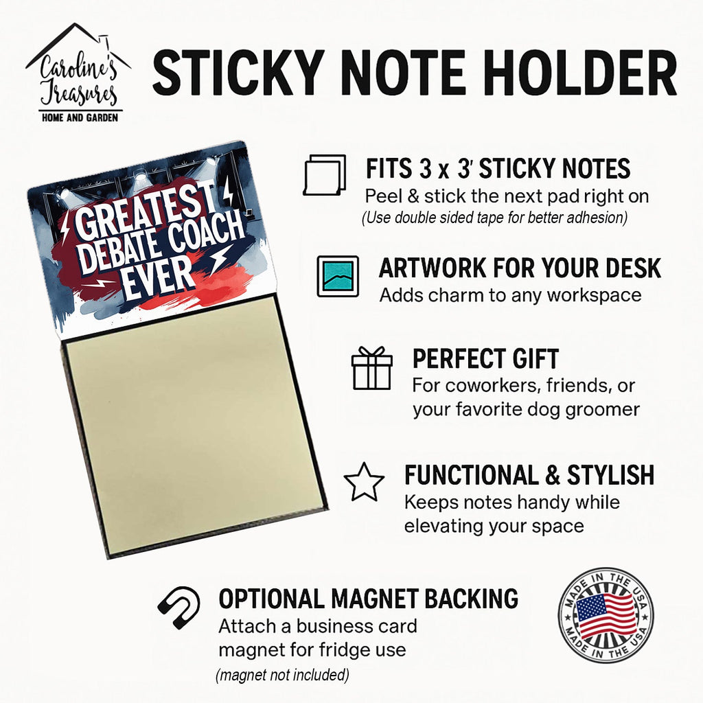 Greatest Debate Coach Ever Funny Sticky Note Holder for Teacher's Gift Refillable with 3x3 Notes