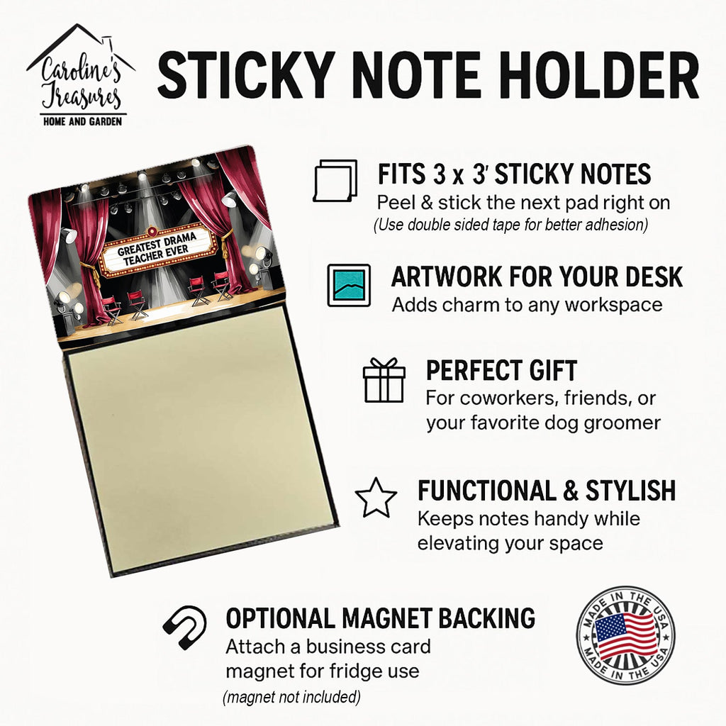 Greatest Drama Teacher Ever Funny Sticky Note Holder for Teacher's Gift Refillable with 3x3 Notes
