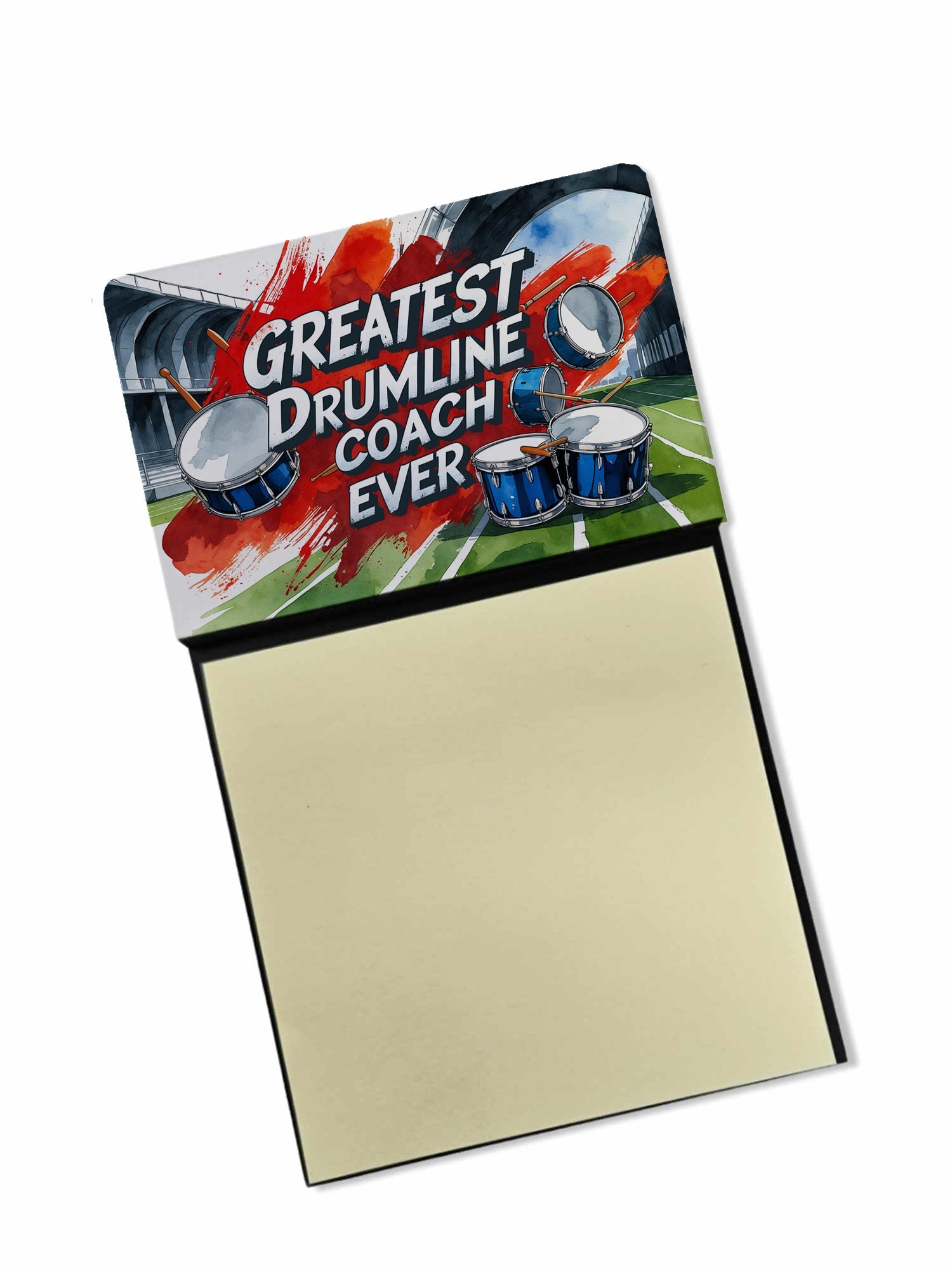 Greatest Drumline Coach Ever Funny Sticky Note Holder for Teacher's Gift Refillable with 3x3 Notes