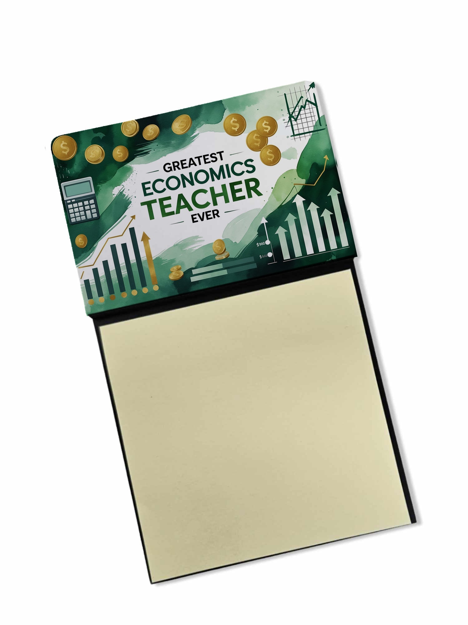 Greatest Economics Teacher Ever Funny Sticky Note Holder for Teacher's Gift Refillable with 3x3 Notes