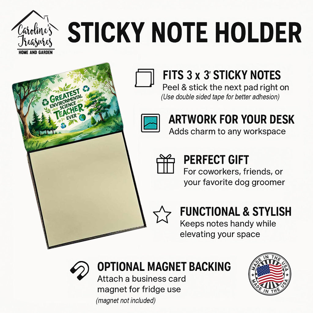 Greatest Environmental Science Teacher Ever Funny Sticky Note Holder for Teacher's Gift Refillable with 3x3 Notes