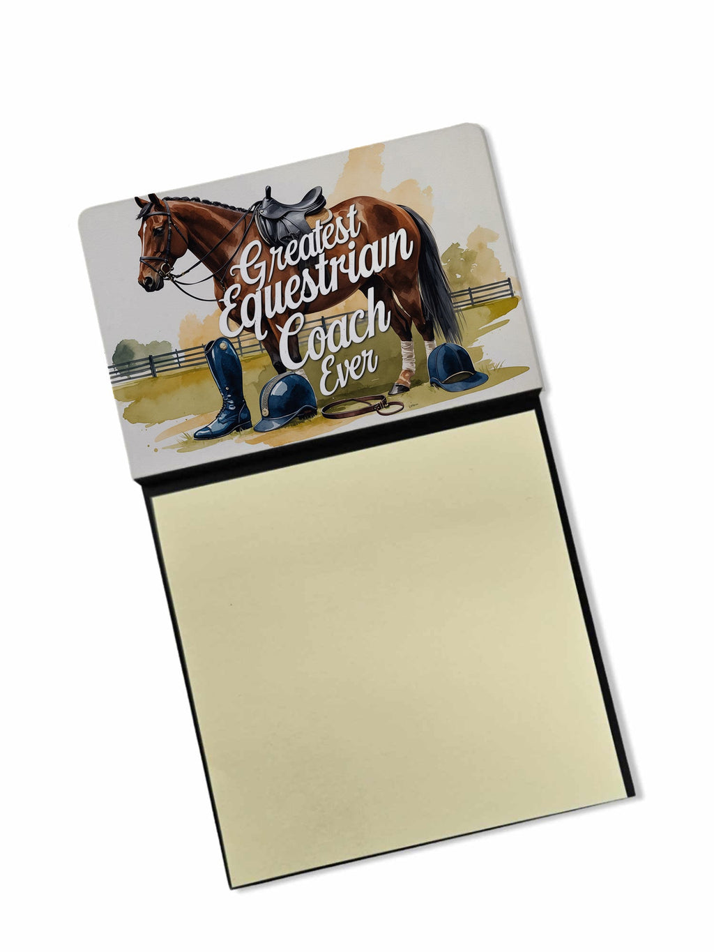 Greatest Equestrian Coach Ever Funny Sticky Note Holder for Teacher's Gift Refillable with 3x3 Notes