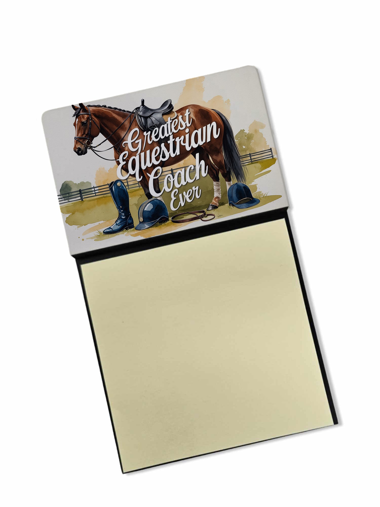 Greatest Equestrian Coach Ever Funny Sticky Note Holder for Teacher's Gift Refillable with 3x3 Notes