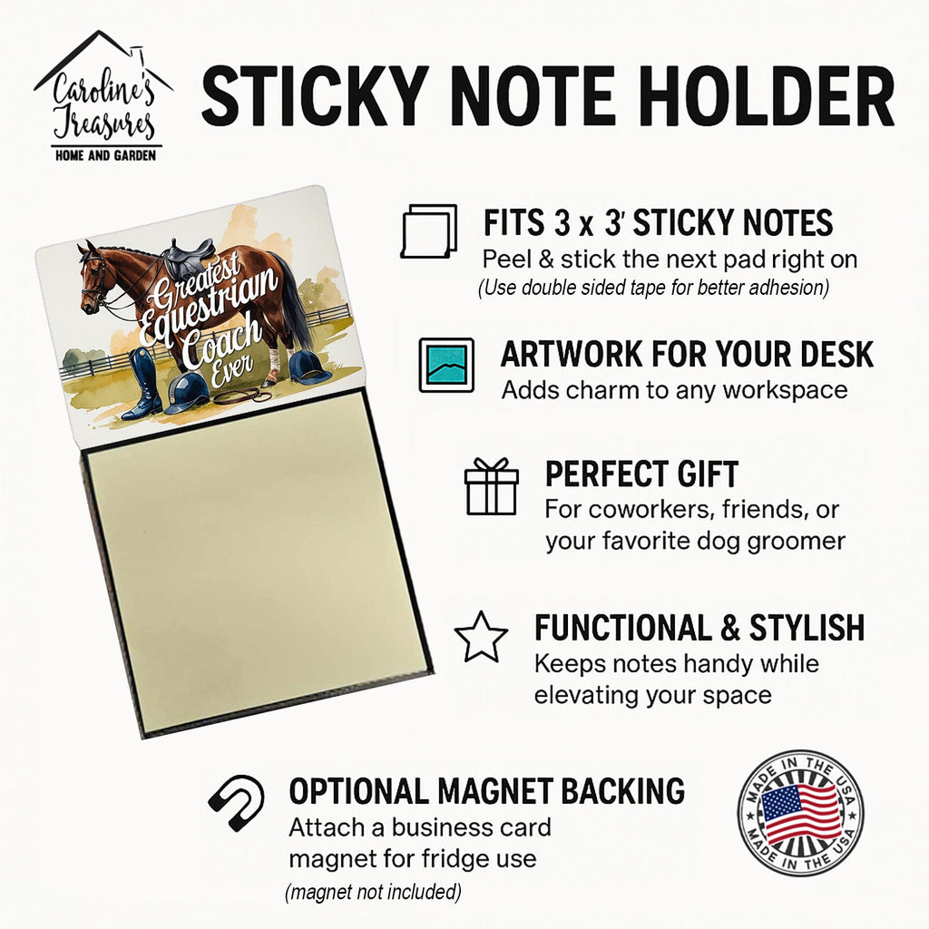 Greatest Equestrian Coach Ever Funny Sticky Note Holder for Teacher's Gift Refillable with 3x3 Notes