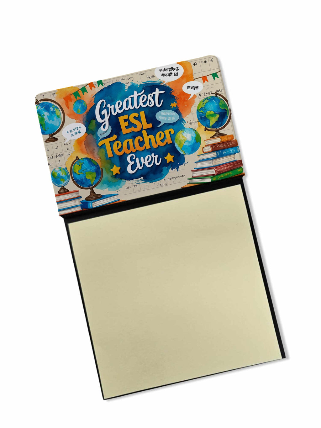 Greatest ESL Teacher Ever Funny Sticky Note Holder for Teacher's Gift Refillable with 3x3 Notes