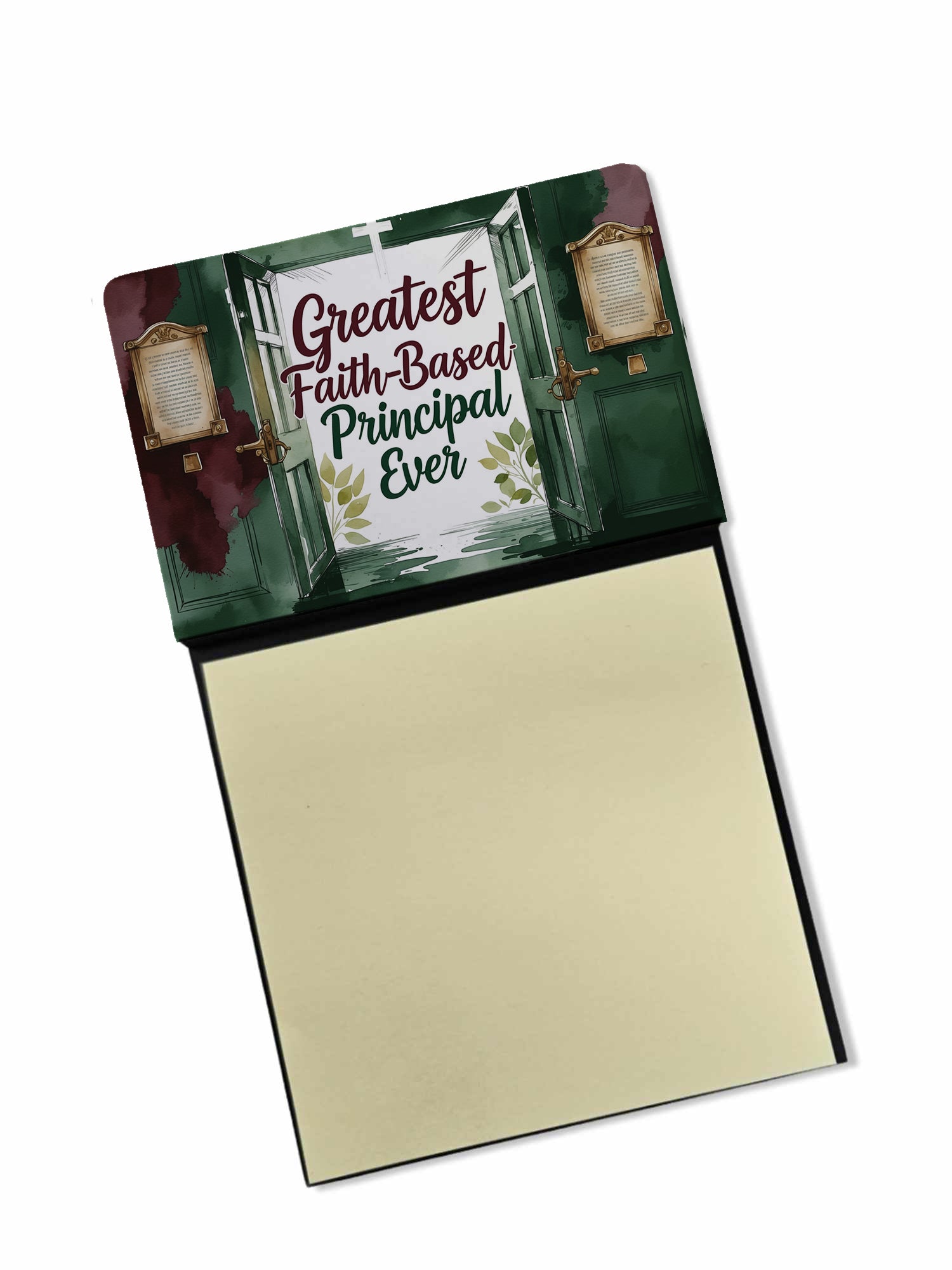 Greatest Faith-Based Principal Ever Funny Sticky Note Holder for Teacher's Gift Refillable with 3x3 Notes