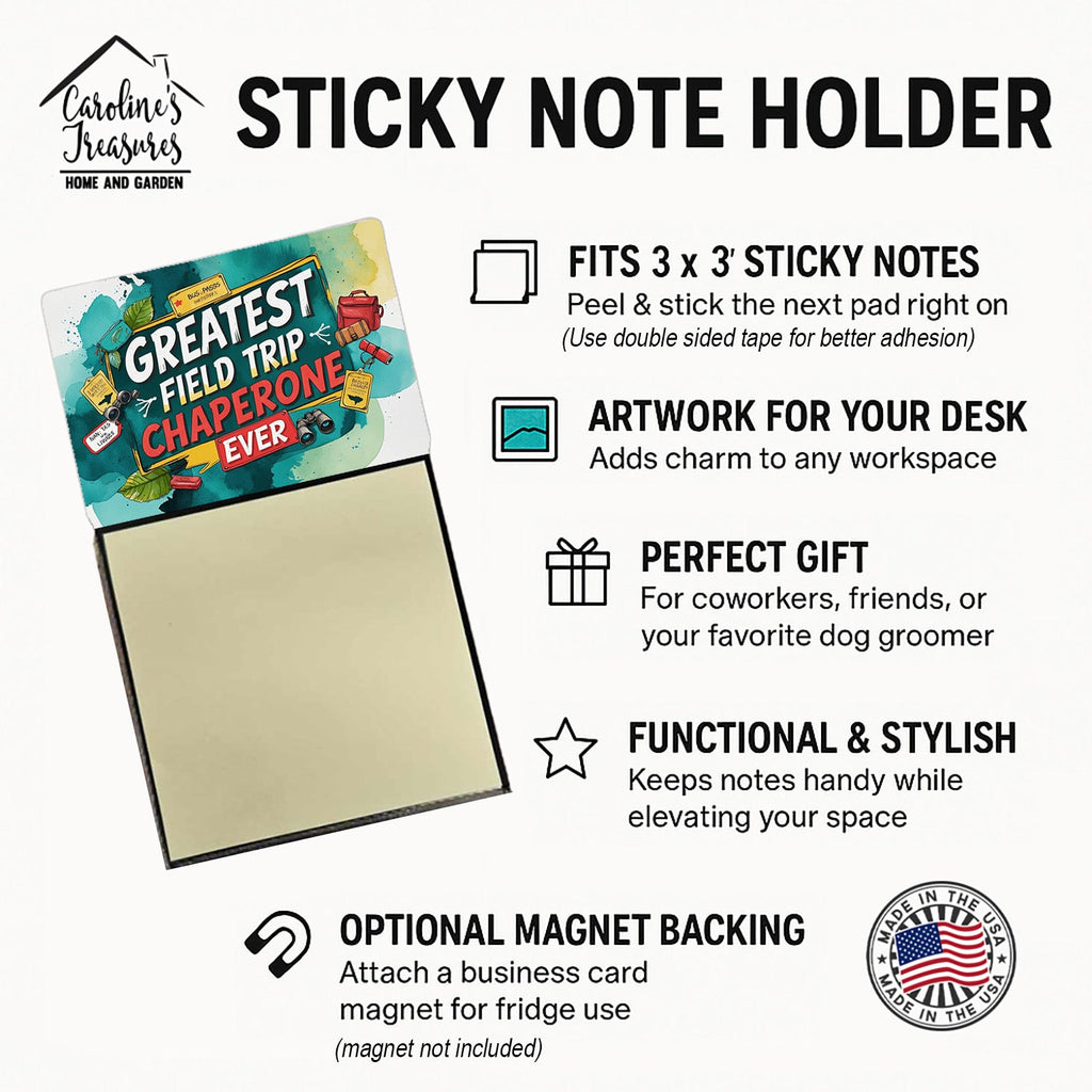 Greatest Field Trip Chaperone Ever Funny Sticky Note Holder for Teacher's Gift Refillable with 3x3 Notes