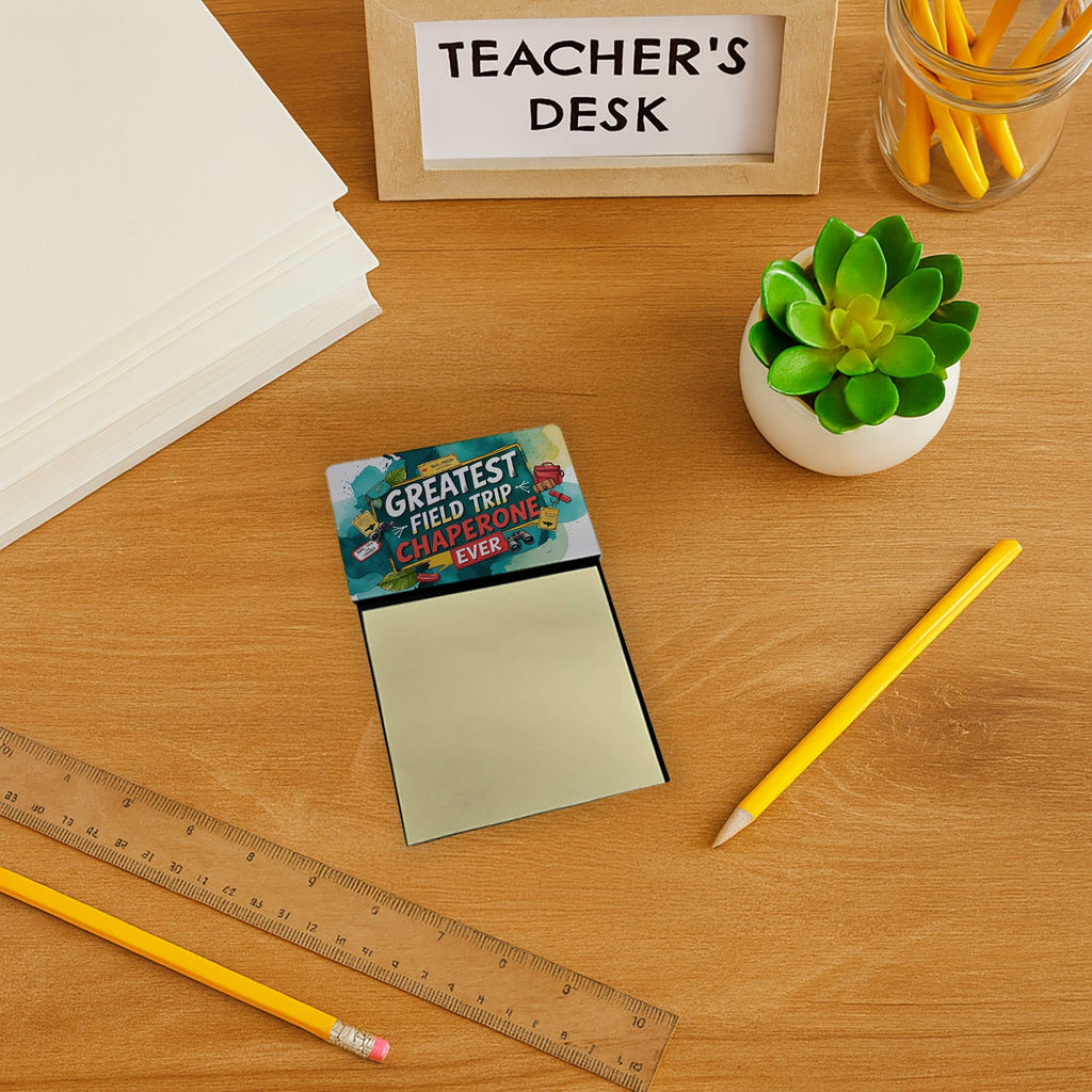 Greatest Field Trip Chaperone Ever Funny Sticky Note Holder for Teacher's Gift Refillable with 3x3 Notes