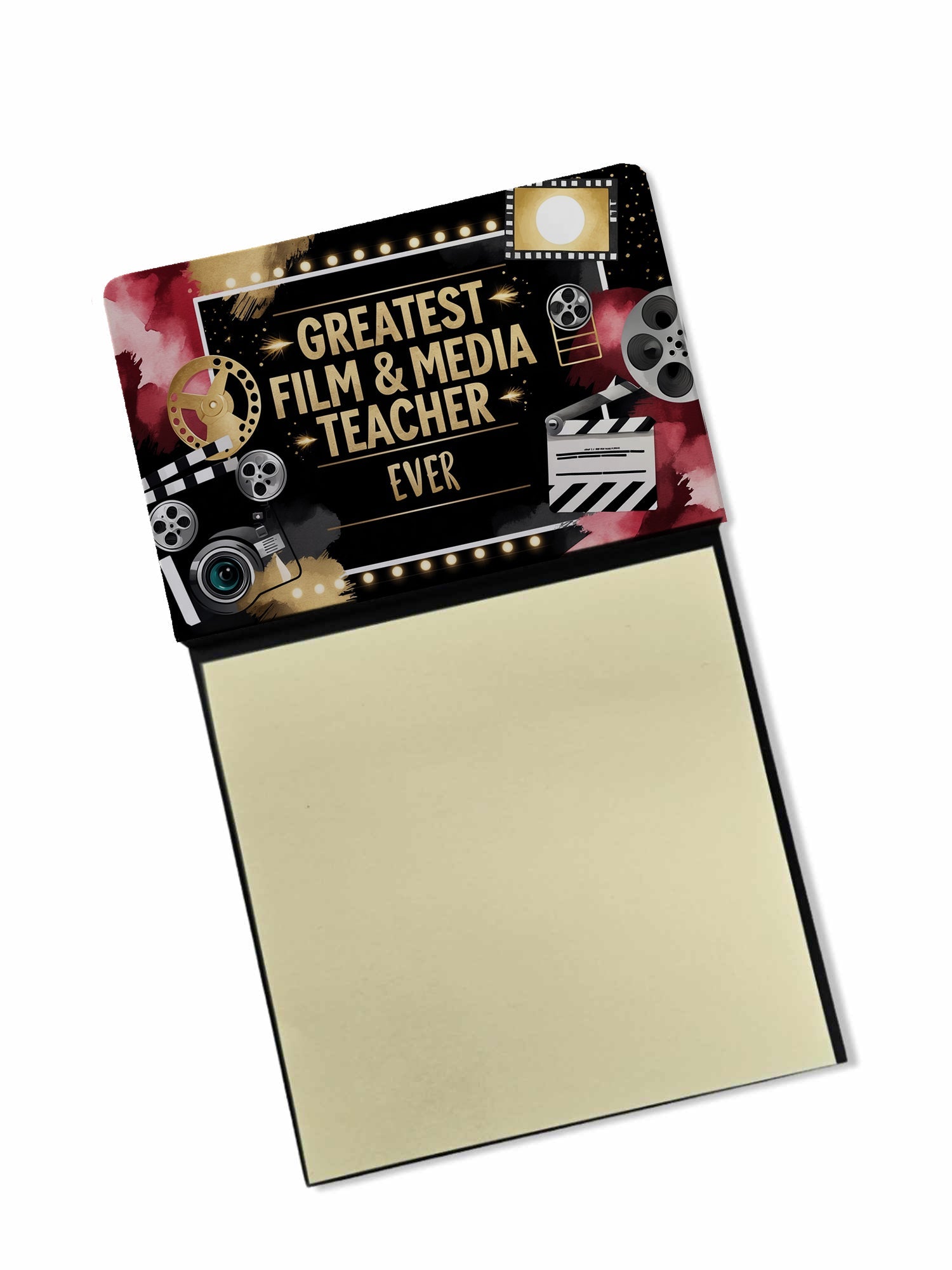 Greatest Film Teacher Ever Funny Sticky Note Holder for Teacher's Gift Refillable with 3x3 Notes