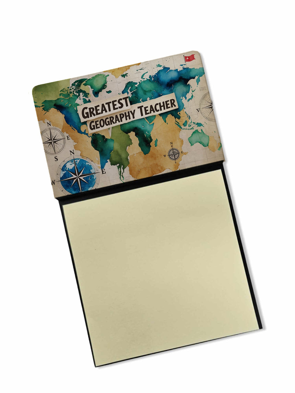 Greatest Geography Teacher Funny Sticky Note Holder for Teacher's Gift Refillable with 3x3 Notes