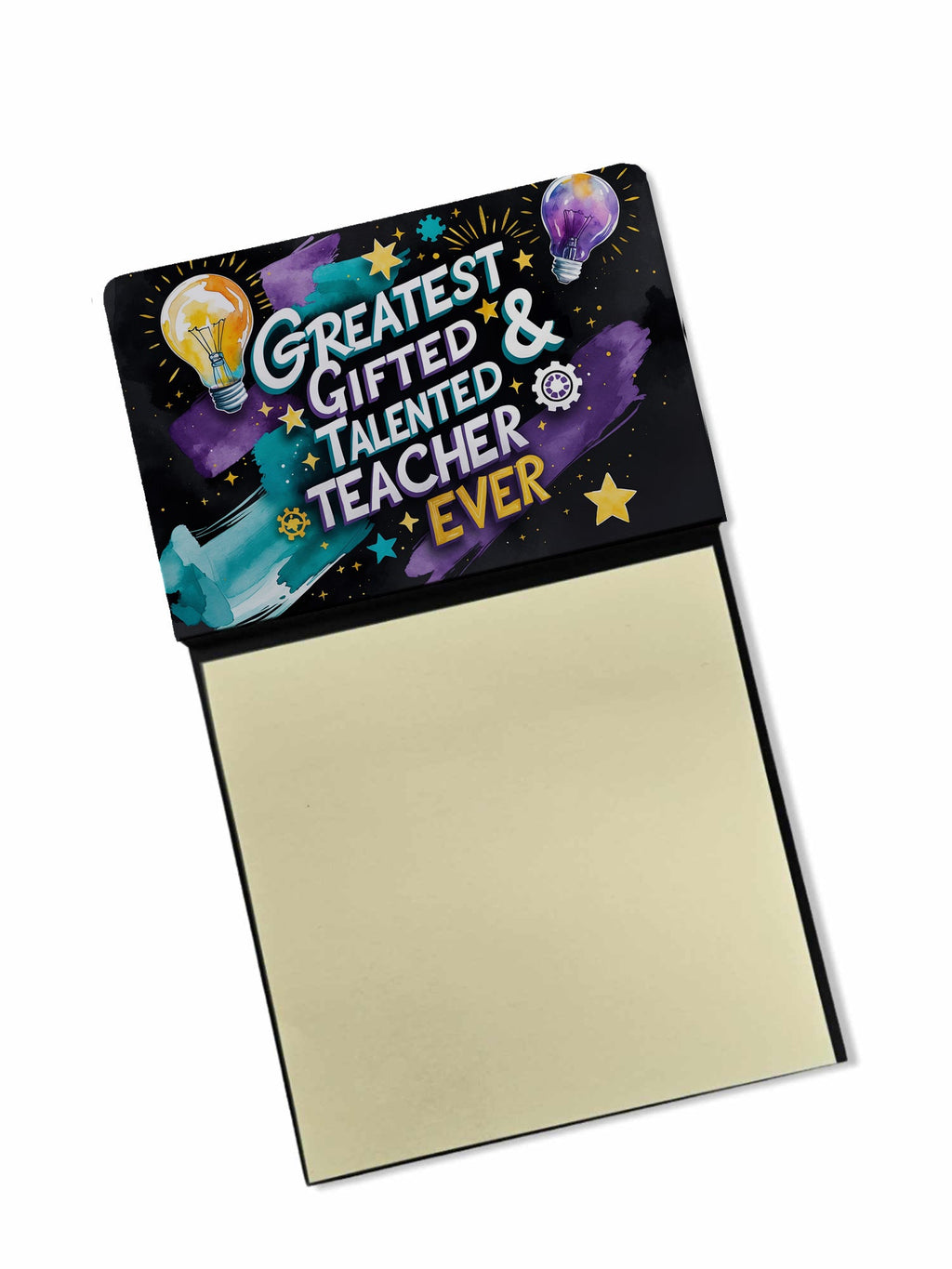 Greatest Gifted Teacher Ever Funny Sticky Note Holder for Teacher's Gift Refillable with 3x3 Notes